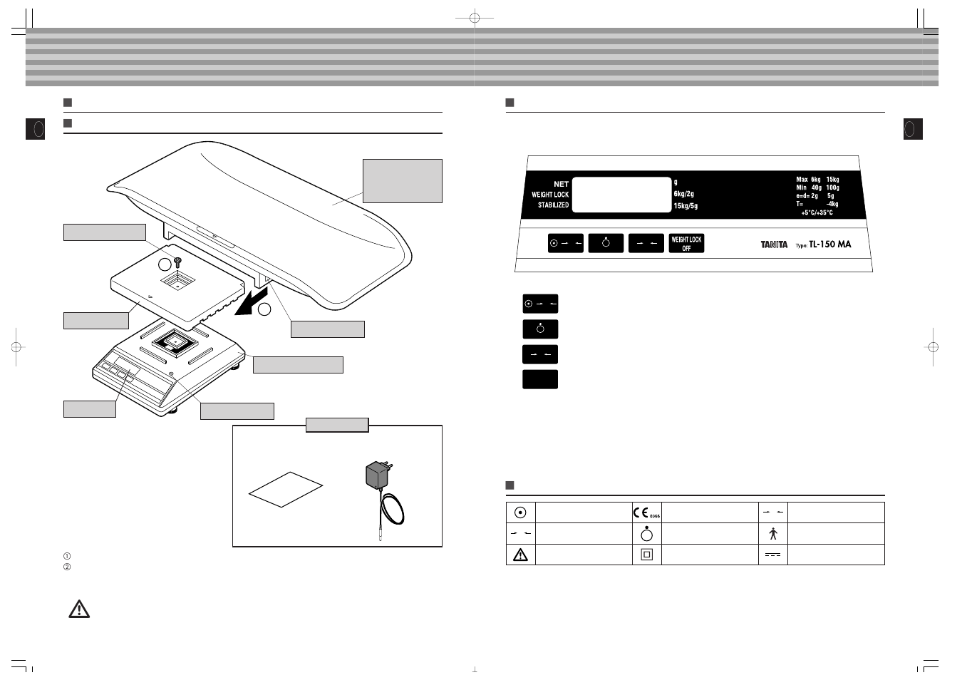Zusammensetzen der waage und ihre bauteile, Warnung | Tanita TL-150MA User Manual | Page 10 / 37