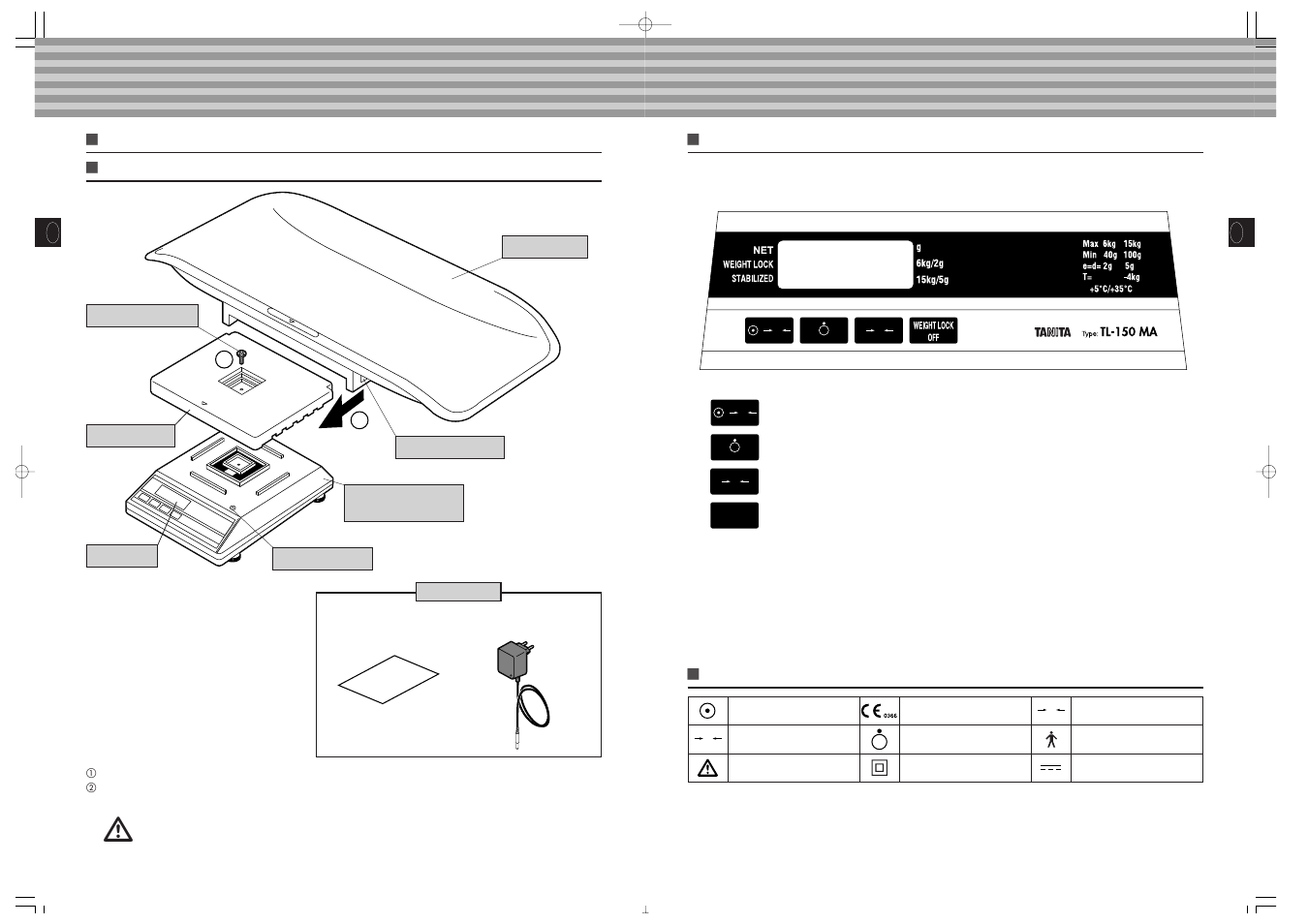 Samenstellende onderdelen van het product, Waarschuwing | Tanita TL-150MA User Manual | Page 22 / 37