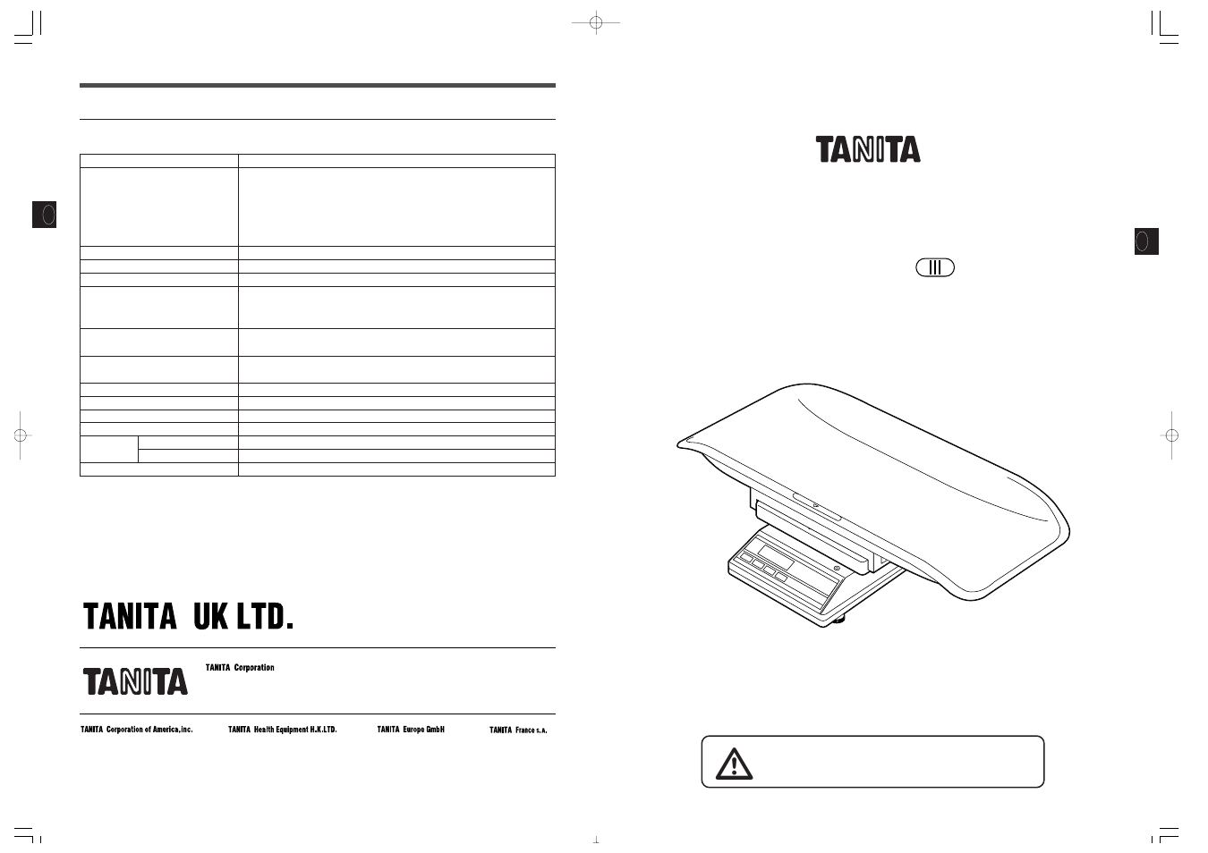 Bilancia elettronica, Tl-150ma, Manuale d'istruzioni | Specificaties, Per uso pediatrico/neonatale | Tanita TL-150MA User Manual | Page 25 / 37