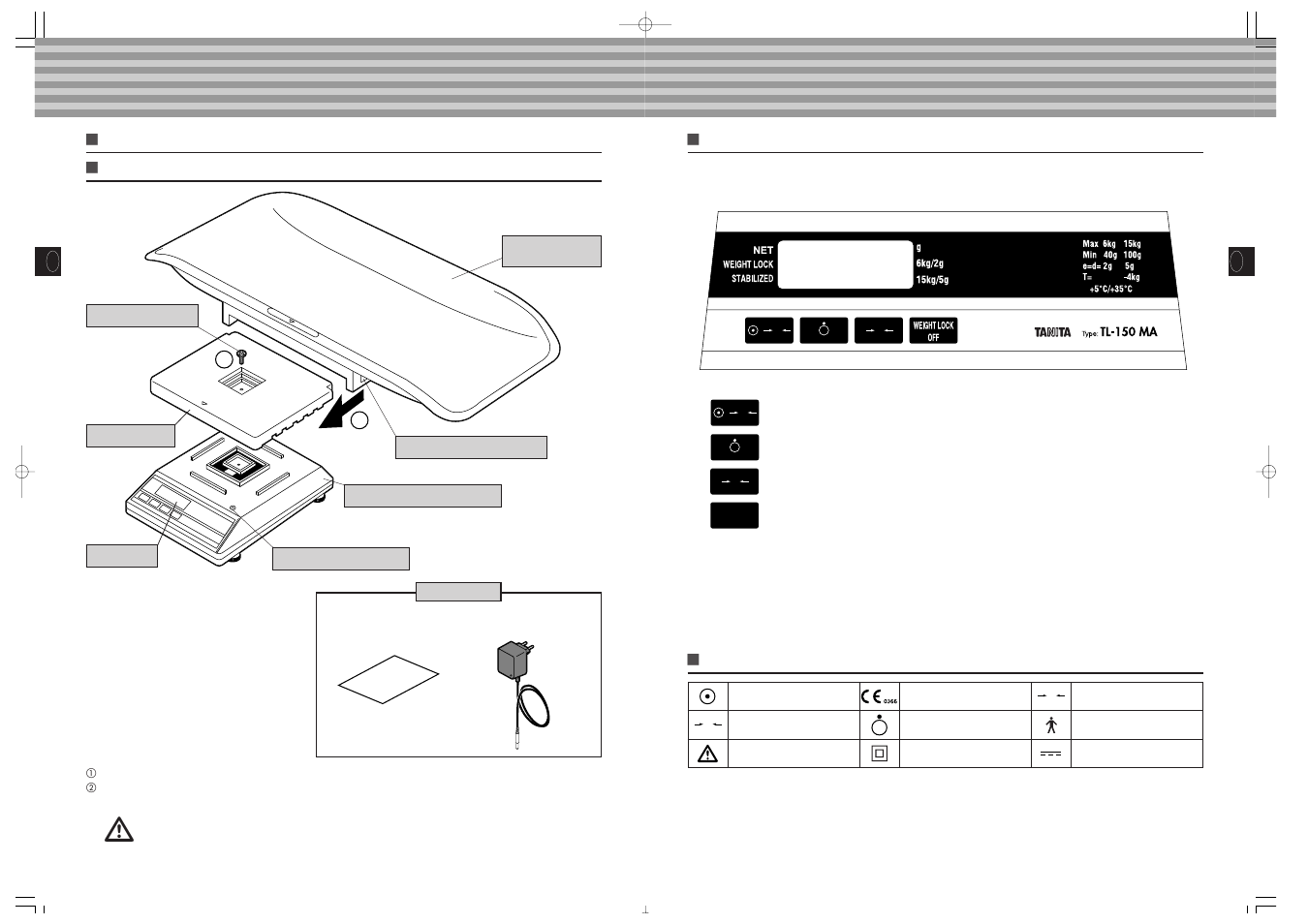 Montaggio e componenti del prodotto, Attenzione | Tanita TL-150MA User Manual | Page 28 / 37