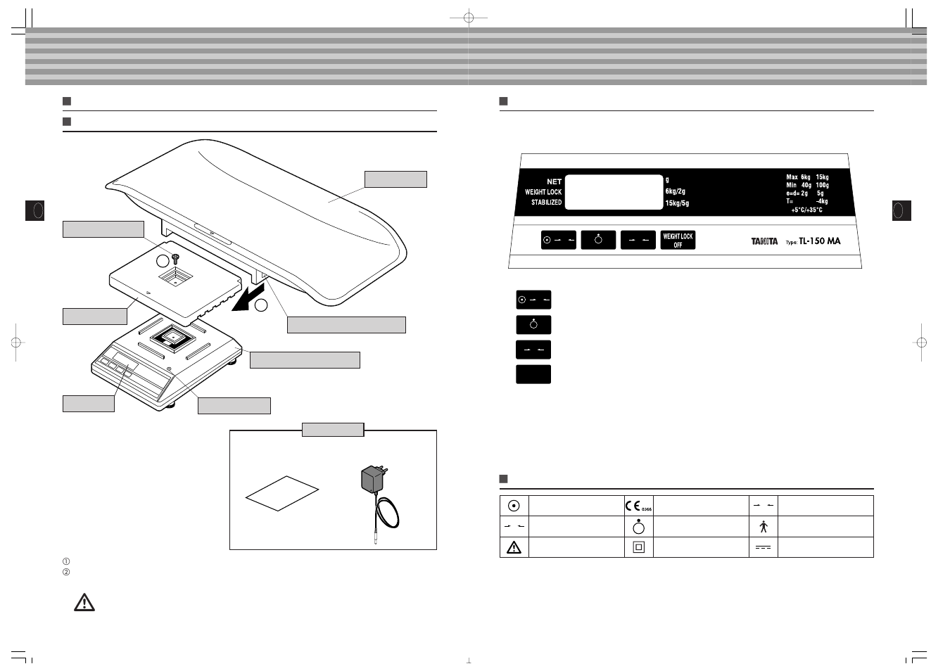 Componentes del aparato y su ensamblado, Advertencia | Tanita TL-150MA User Manual | Page 34 / 37