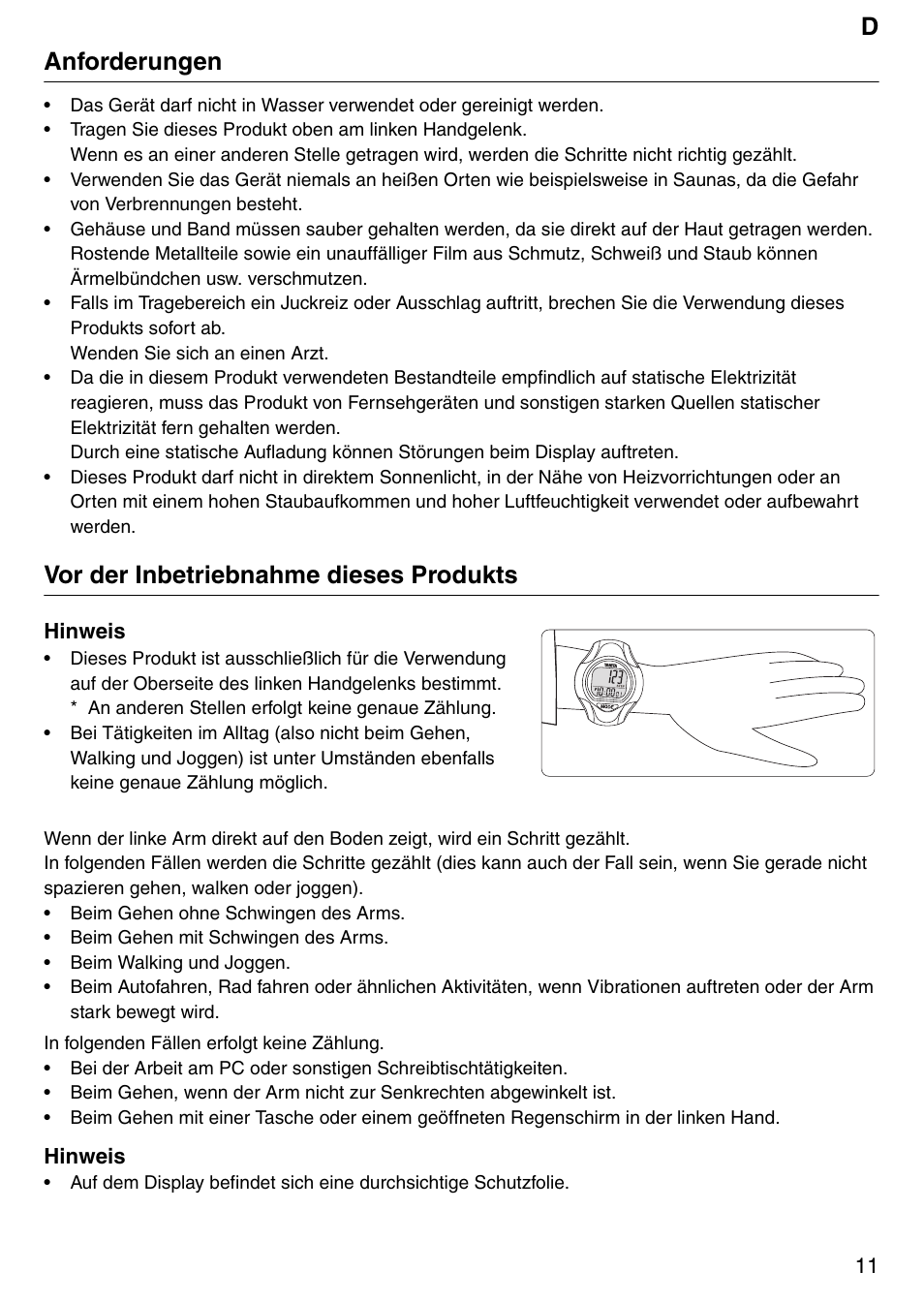 Danforderungen, Vor der inbetriebnahme dieses produkts | Tanita Step PD642 User Manual | Page 11 / 72