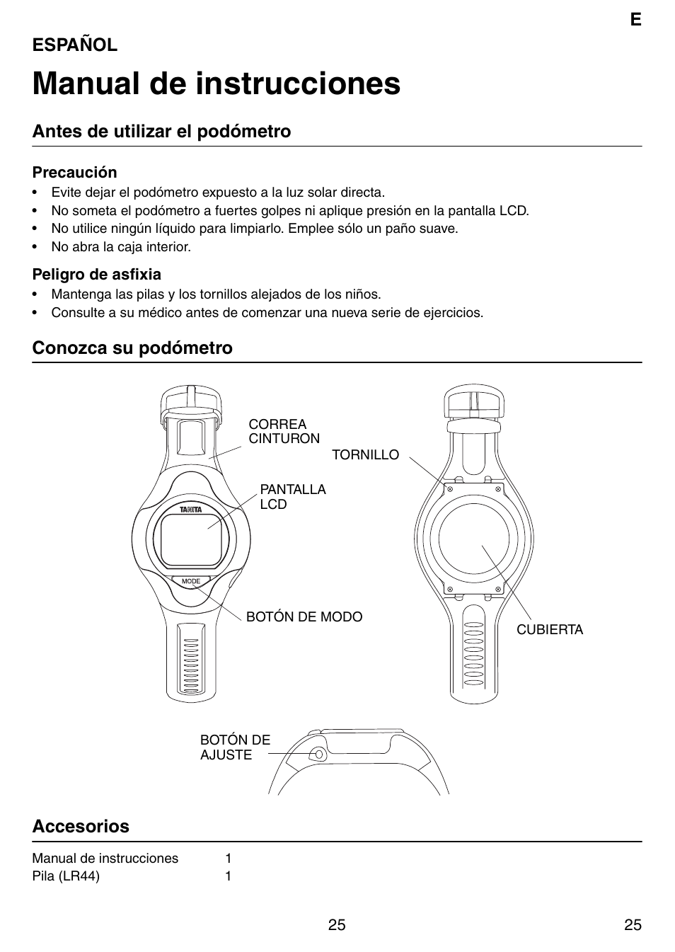 Manual de instrucciones | Tanita Step PD642 User Manual | Page 25 / 72