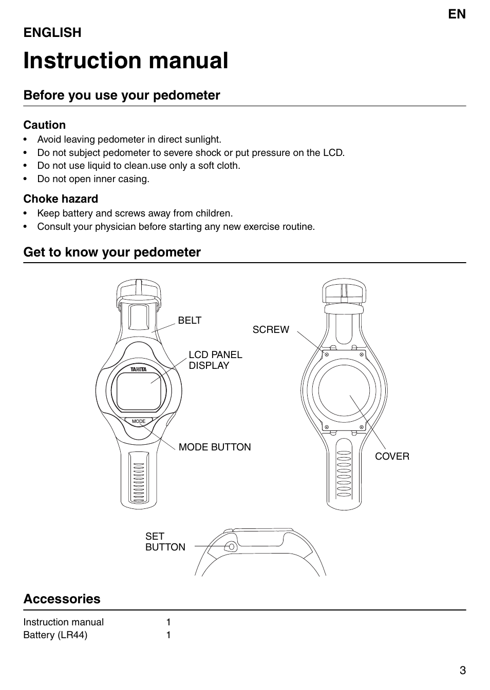 Instruction manual | Tanita Step PD642 User Manual | Page 3 / 72