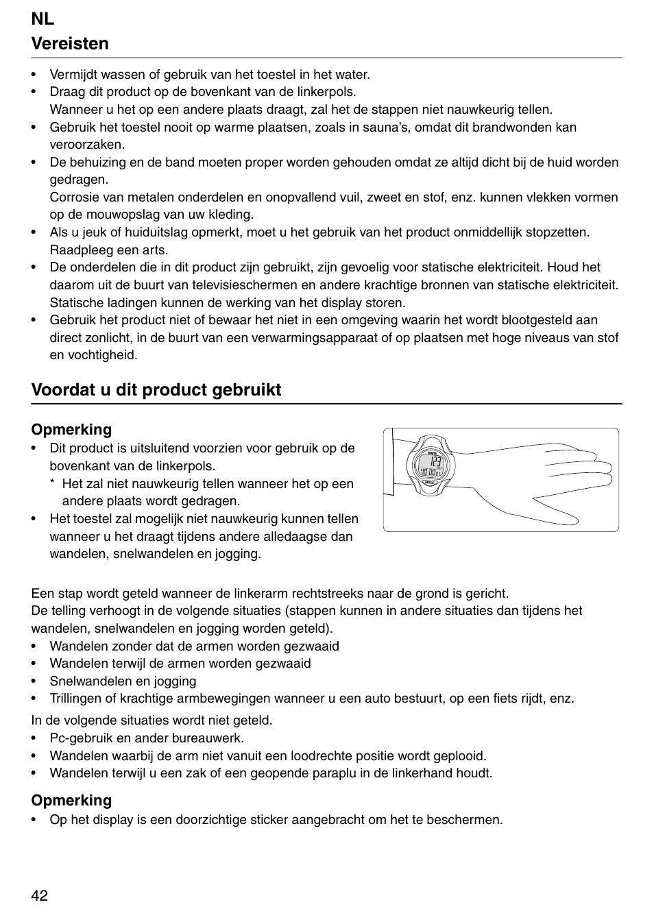 Nl vereisten, Voordat u dit product gebruikt | Tanita Step PD642 User Manual | Page 42 / 72