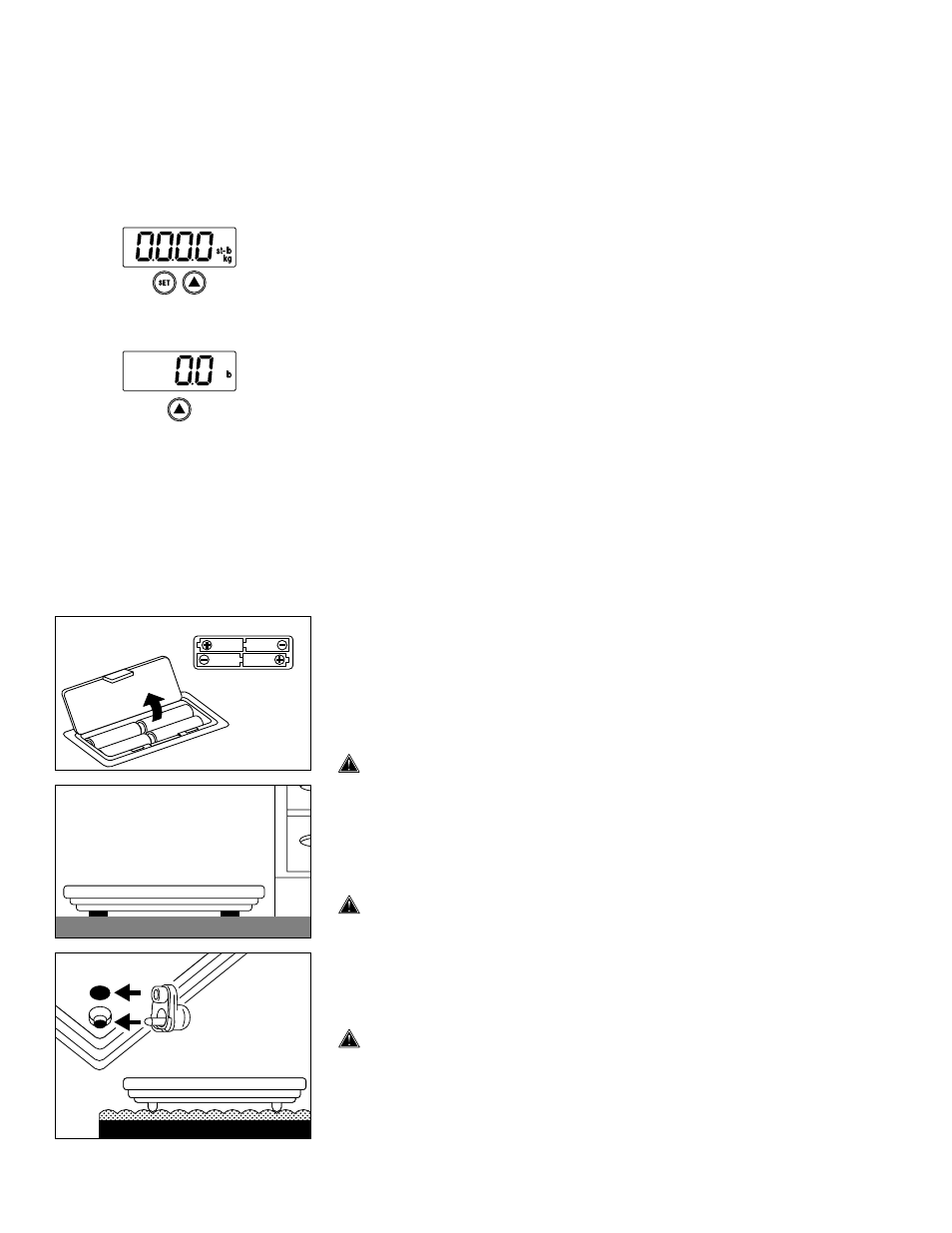 Preparations before use, Useful features of the bf-623, Inserting the batteries | Positioning the monitor, Attaching the support feet (carpet use only) | Tanita BF-623 User Manual | Page 6 / 11