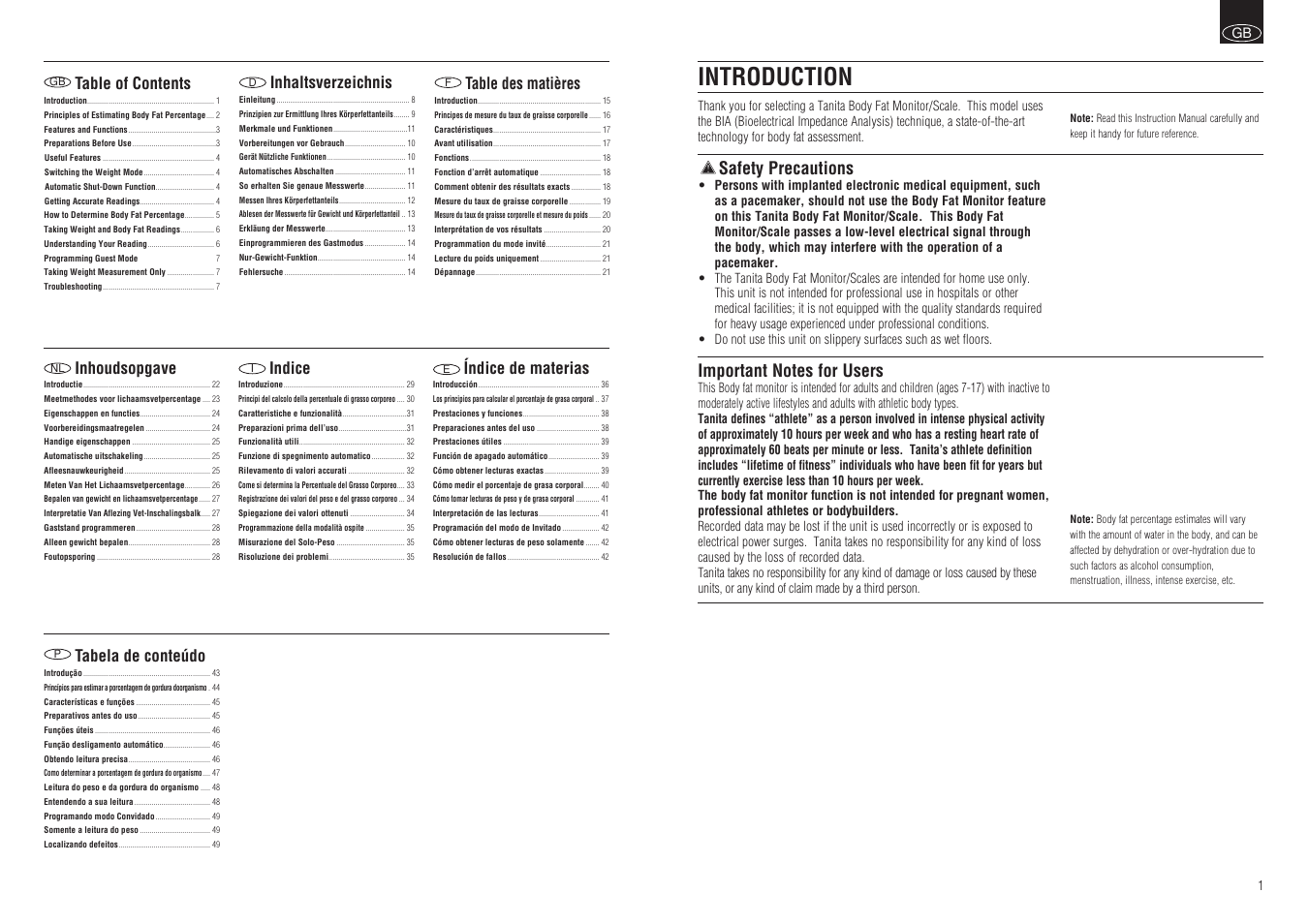 Tanita BF-664 User Manual | Page 2 / 5