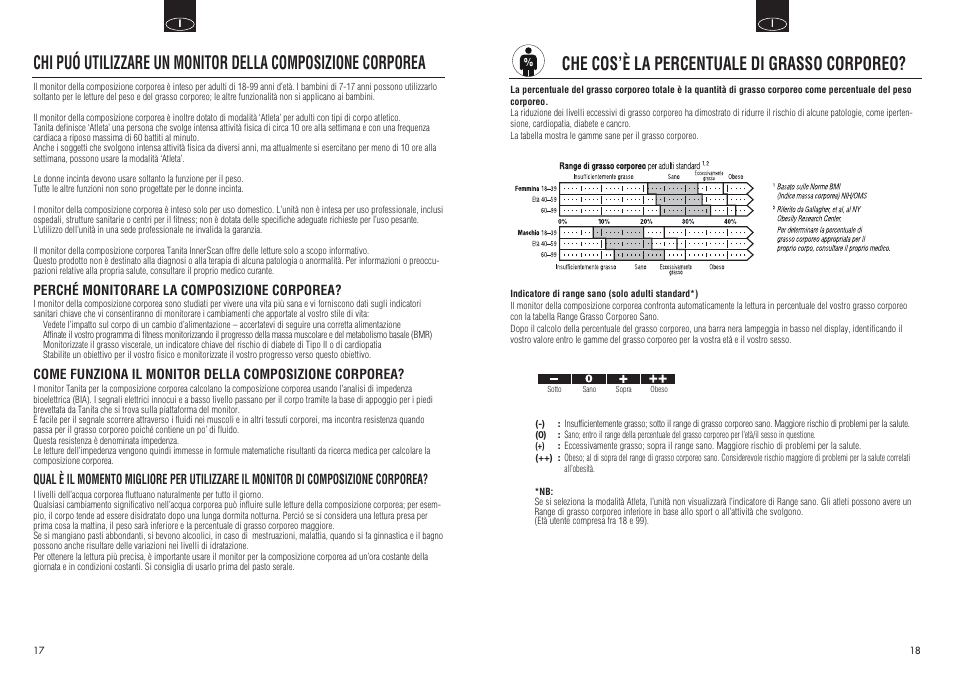 Che cos’è la percentuale di grasso corporeo | Tanita InnerScan BC550 User Manual | Page 10 / 15