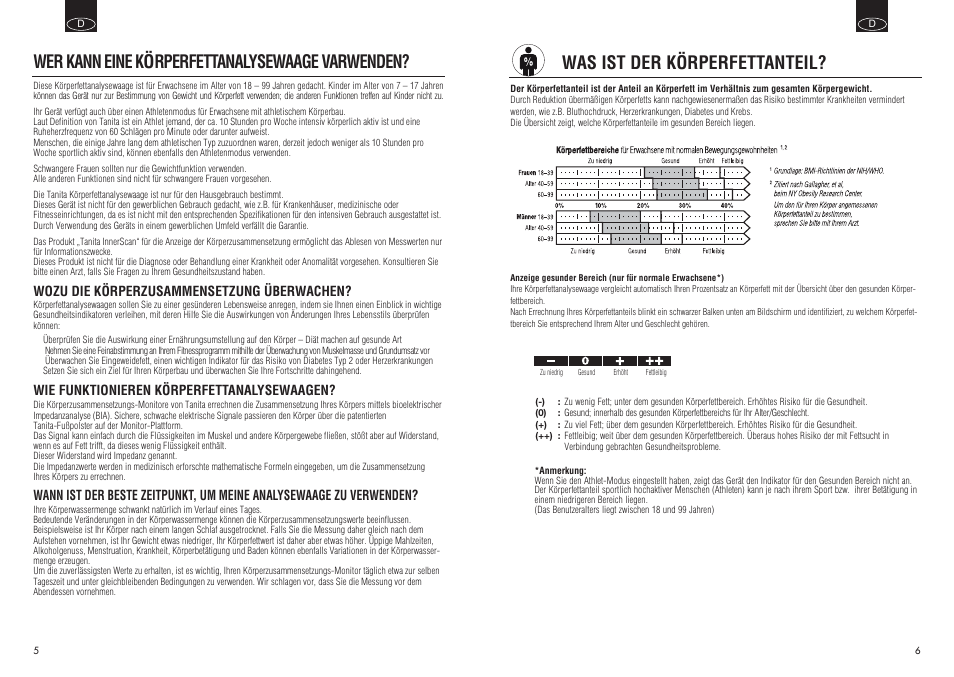 Was ist der körperfettanteil, Wer kann eine körperfettanalysewaage varwenden | Tanita InnerScan BC550 User Manual | Page 4 / 15