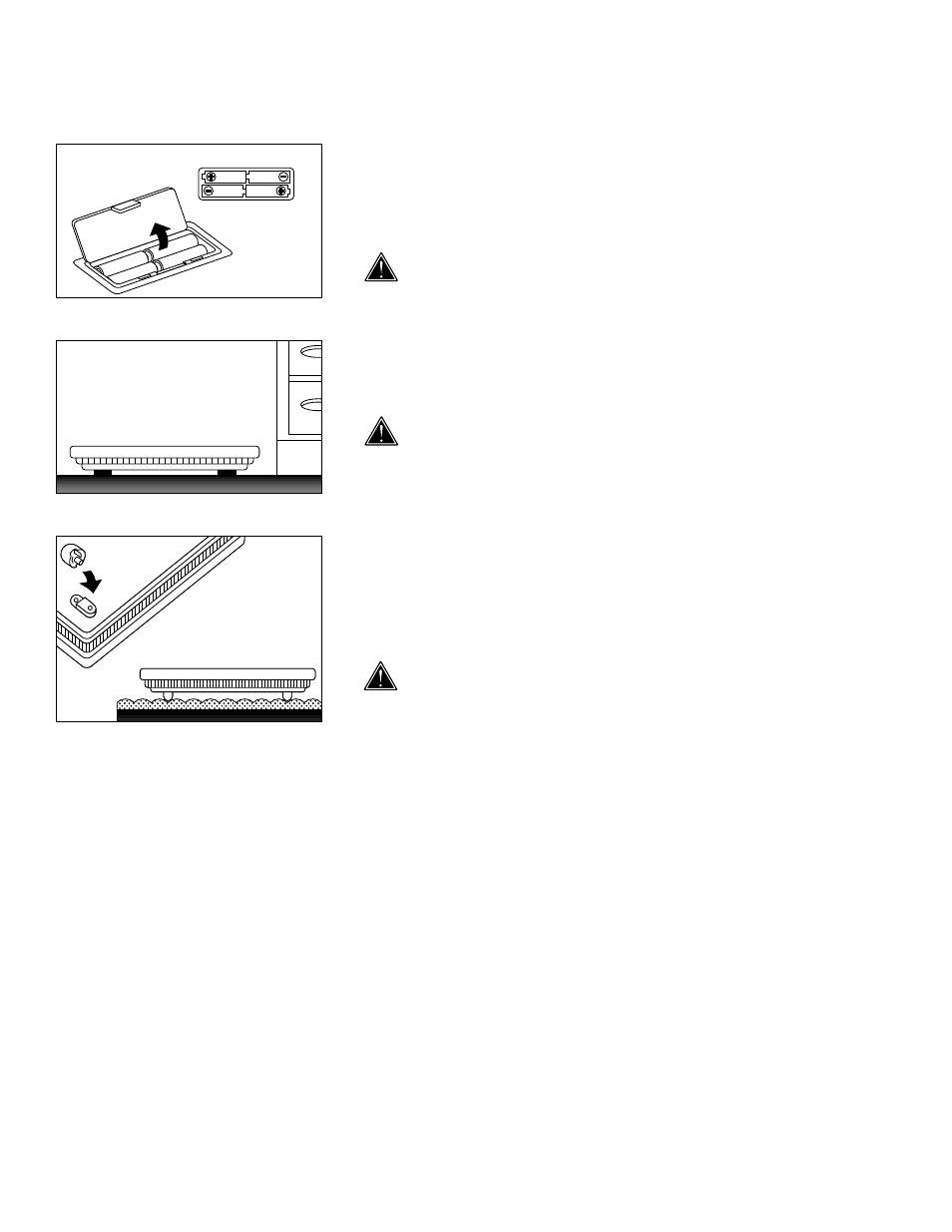 Preparations before use, Inserting the batteries, Positioning the monitor | Attaching the support feet (carpet use only), Handling tips | Tanita TBF-604 User Manual | Page 7 / 12