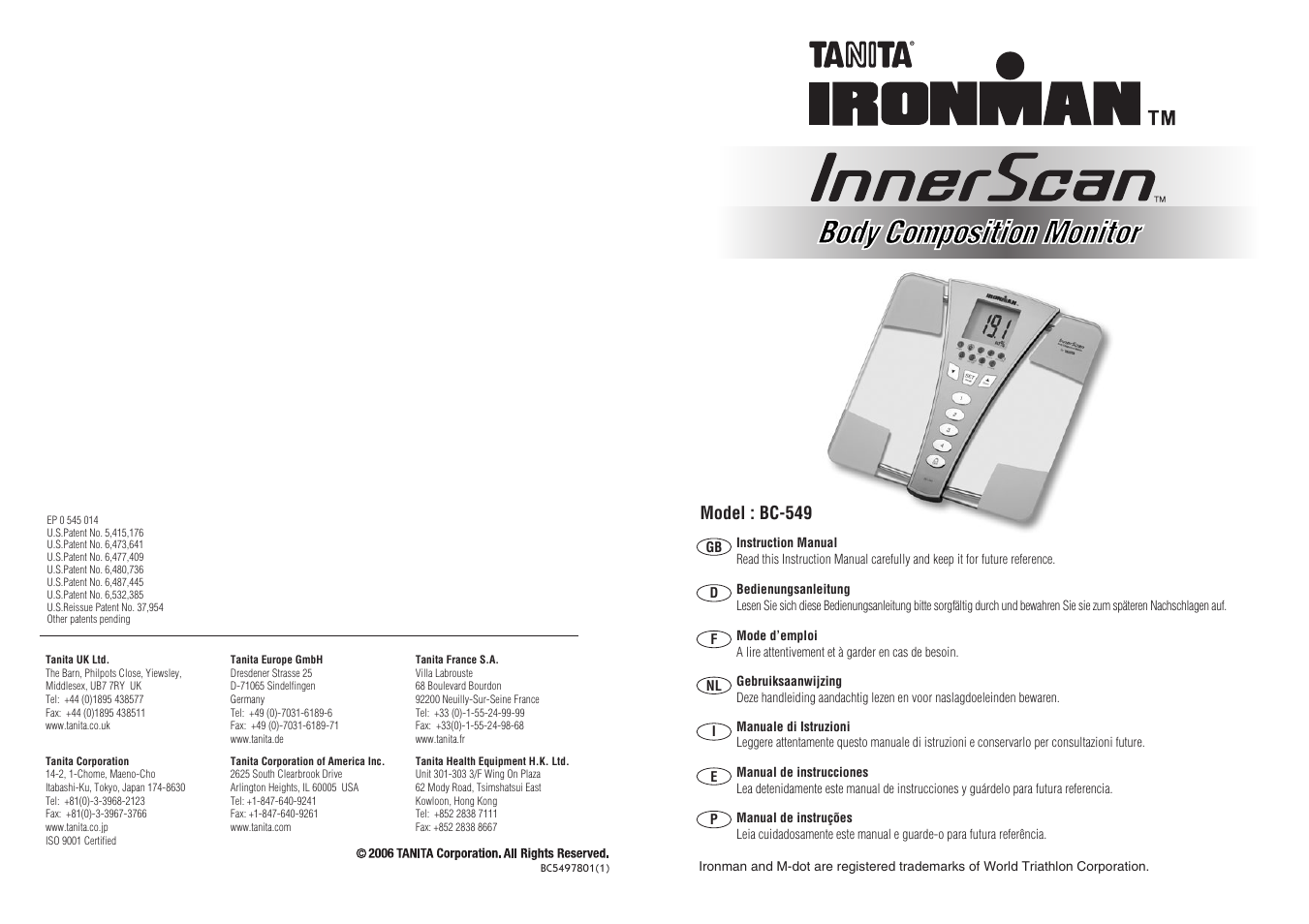 Tanita BC-549 User Manual | 19 pages