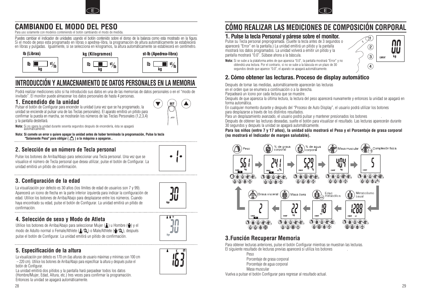 Cambiando el modo del peso | Tanita BC-549 User Manual | Page 16 / 19