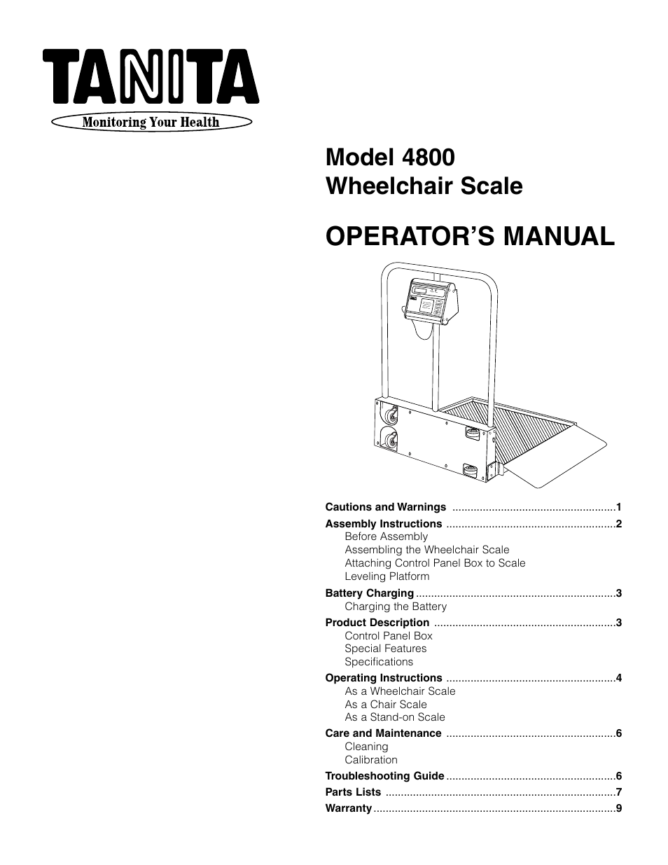 Tanita 4800 User Manual | 9 pages