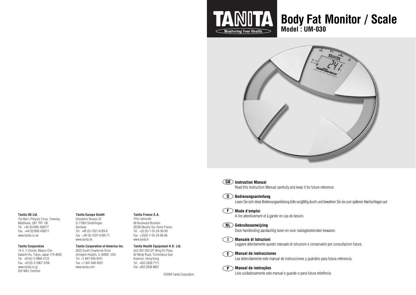 Tanita UM-030 User Manual | 30 pages