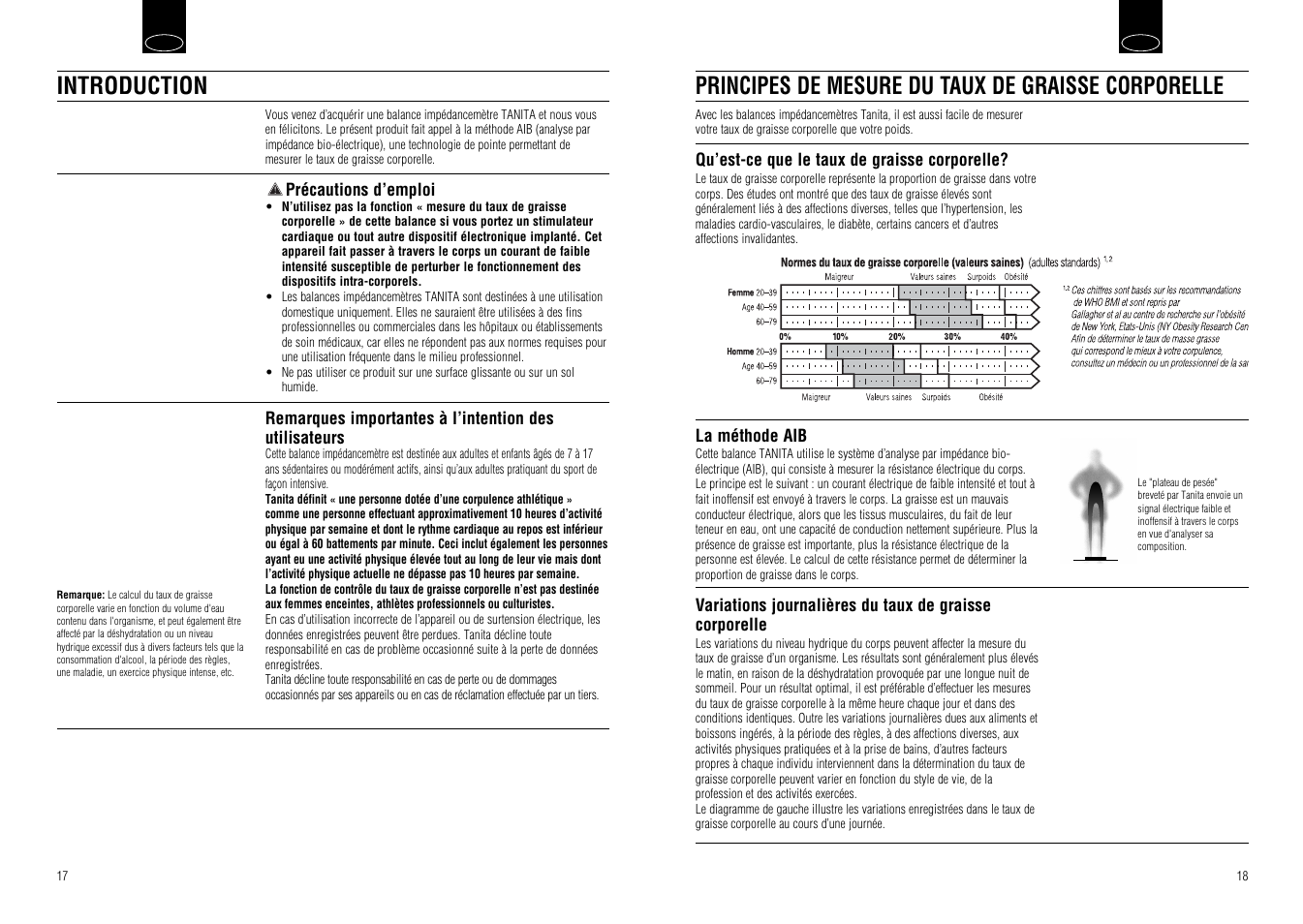 Principes de mesure du taux de graisse corporelle, Introduction | Tanita UM-030 User Manual | Page 11 / 30