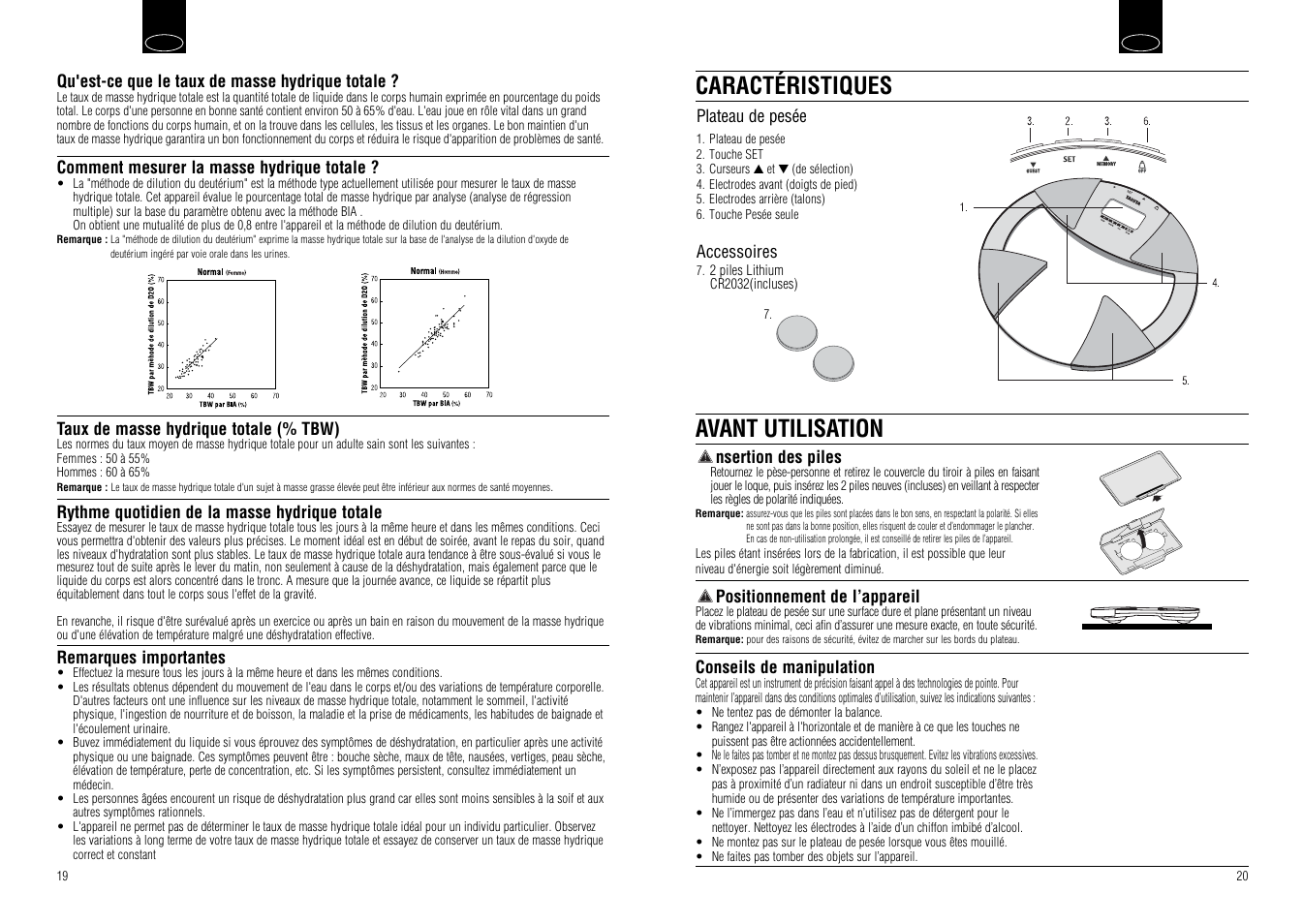 Caractéristiques avant utilisation | Tanita UM-030 User Manual | Page 12 / 30