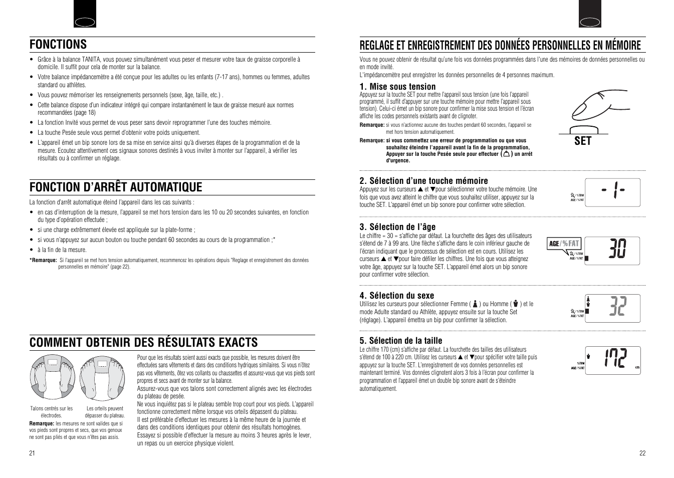 Fonctions fonction d’arrêt automatique | Tanita UM-030 User Manual | Page 13 / 30
