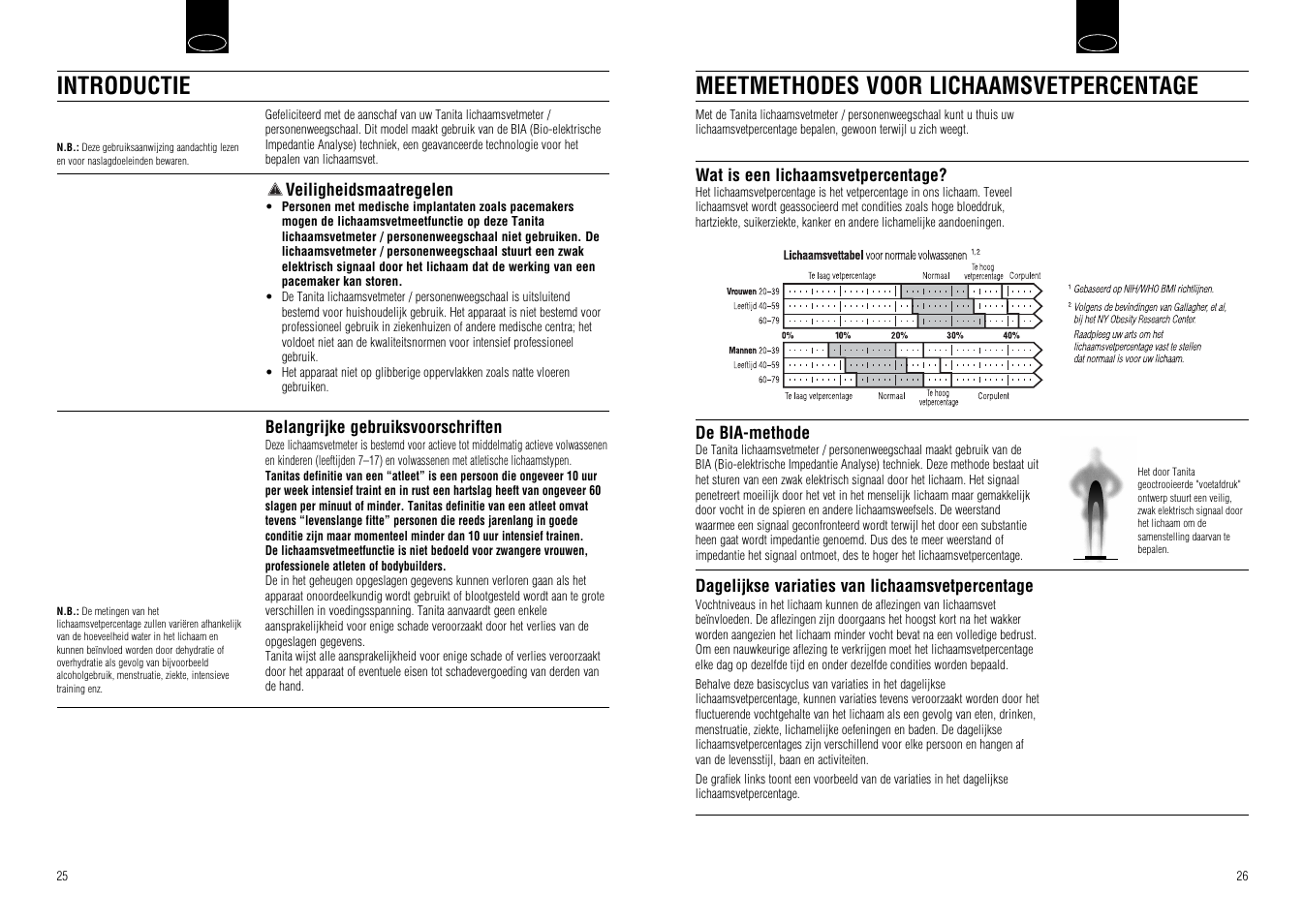 Meetmethodes voor lichaamsvetpercentage, Introductie | Tanita UM-030 User Manual | Page 15 / 30