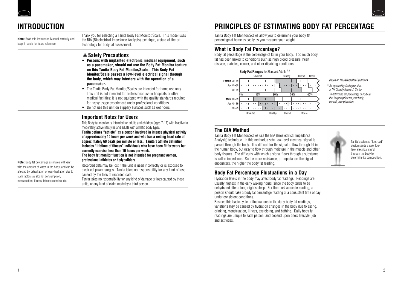 Principles of estimating body fat percentage, Introduction | Tanita UM-030 User Manual | Page 3 / 30