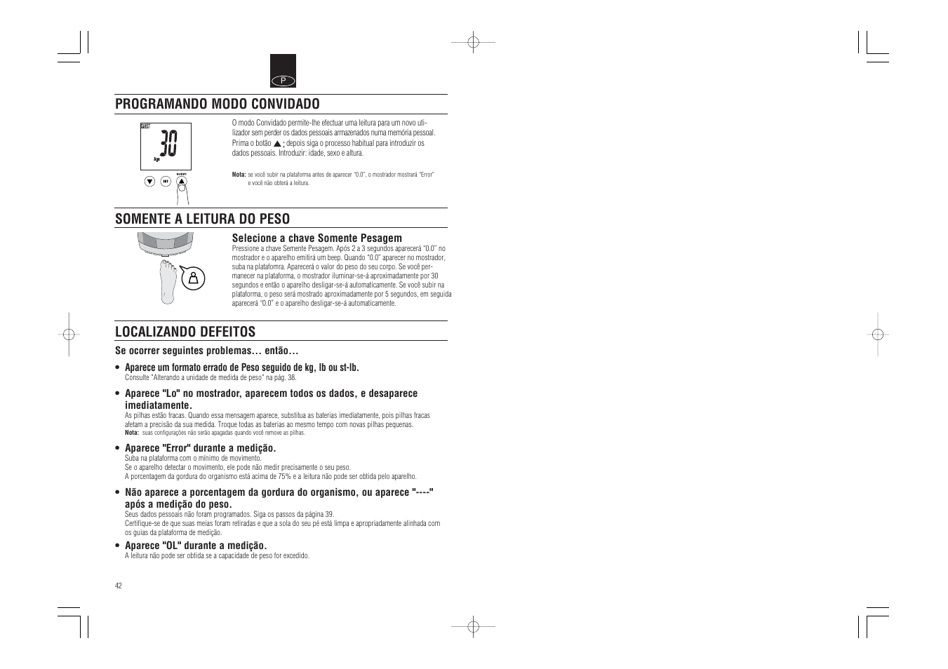Localizando defeitos | Tanita InnerScan Body Composition Monitor BC-540 User Manual | Page 23 / 23