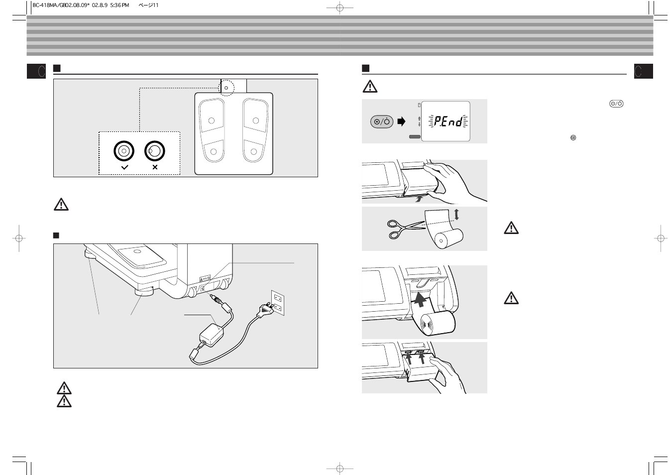 Preparation for use, Caution, Warning | Tanita Body Composition Analyzer BC-418MA User Manual | Page 5 / 21