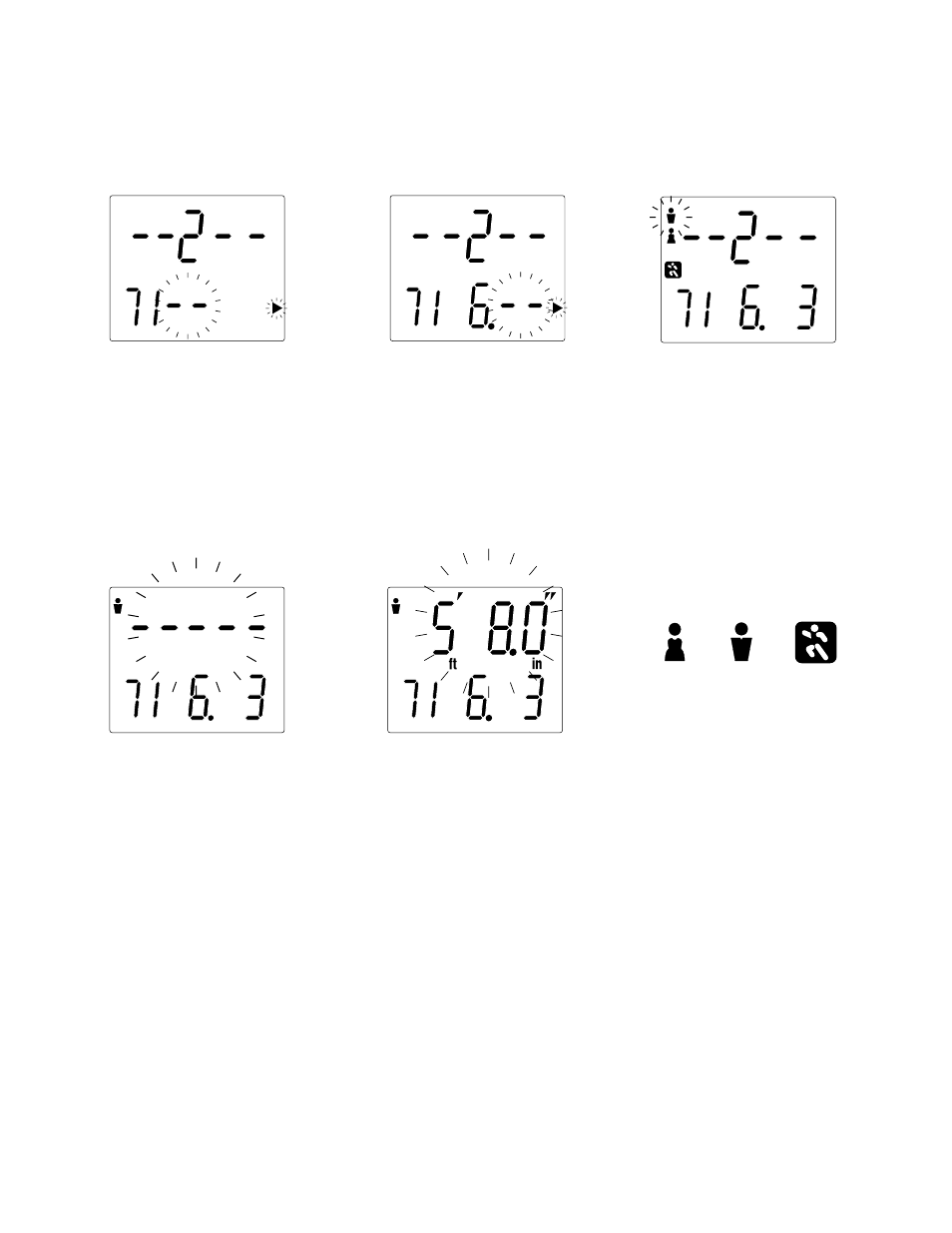 Specify the month of your birth, Specify the day of your birth, Specify male/female and athlete | Specify your height, Completing the sequence, About user modes | Tanita TBF-560 User Manual | Page 11 / 23