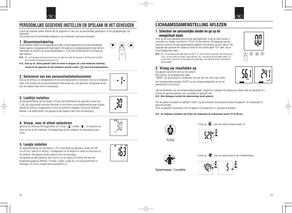 Lichaamssamenstelling aflezen | Tanita Inner Scan Body Composition Monitor BC-536 User Manual | Page 11 / 19