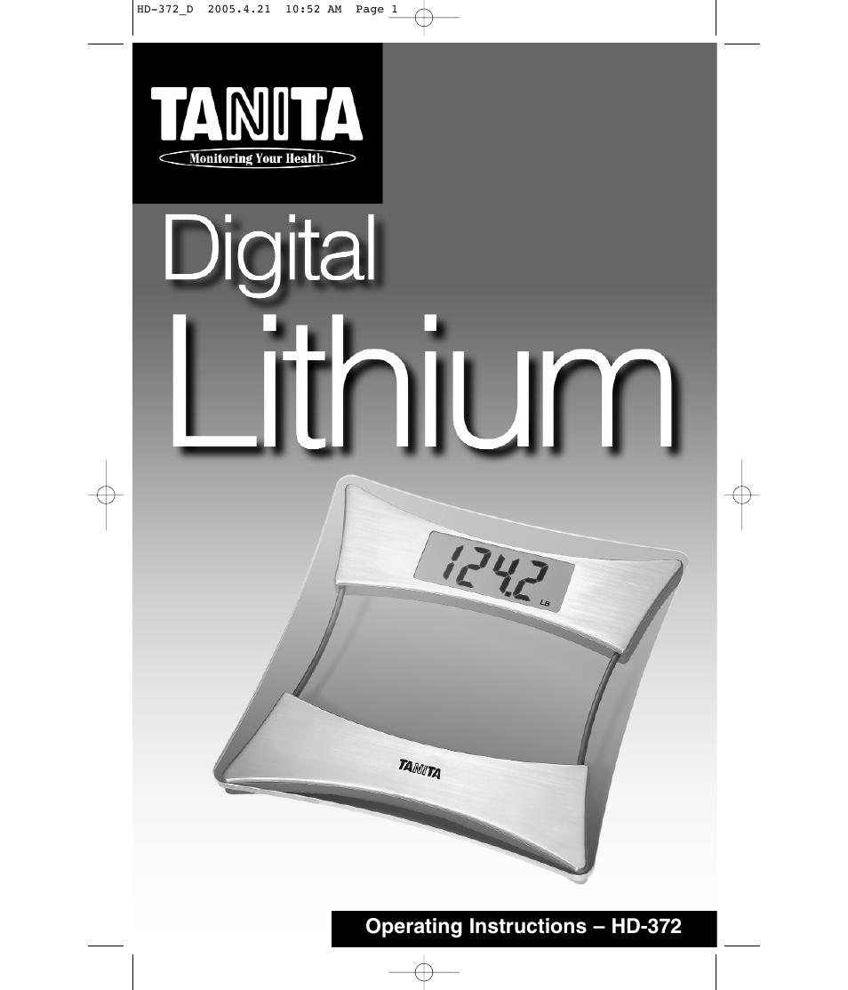 Tanita HD-372F User Manual | 24 pages