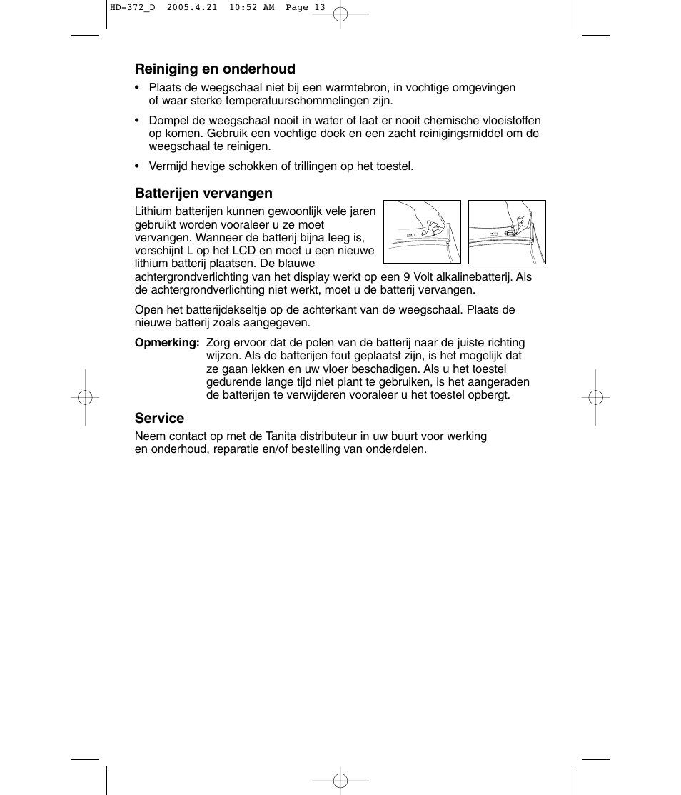 Tanita HD-372F User Manual | Page 13 / 24