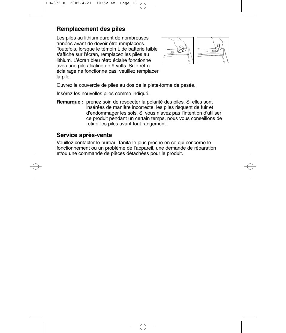 Tanita HD-372F User Manual | Page 16 / 24