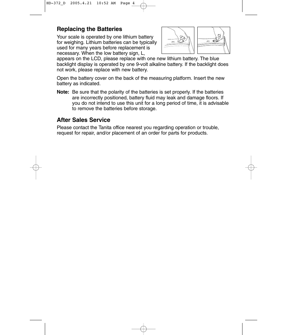 Tanita HD-372F User Manual | Page 4 / 24