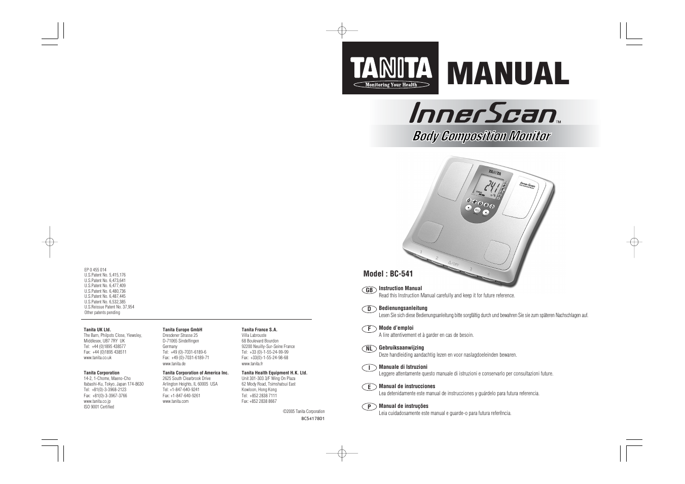 Tanita BC-541 User Manual | 23 pages