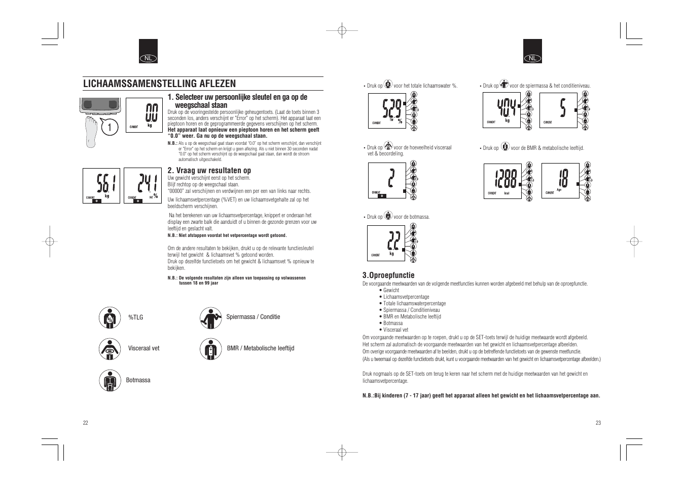 Lichaamssamenstelling aflezen | Tanita BC-541 User Manual | Page 13 / 23