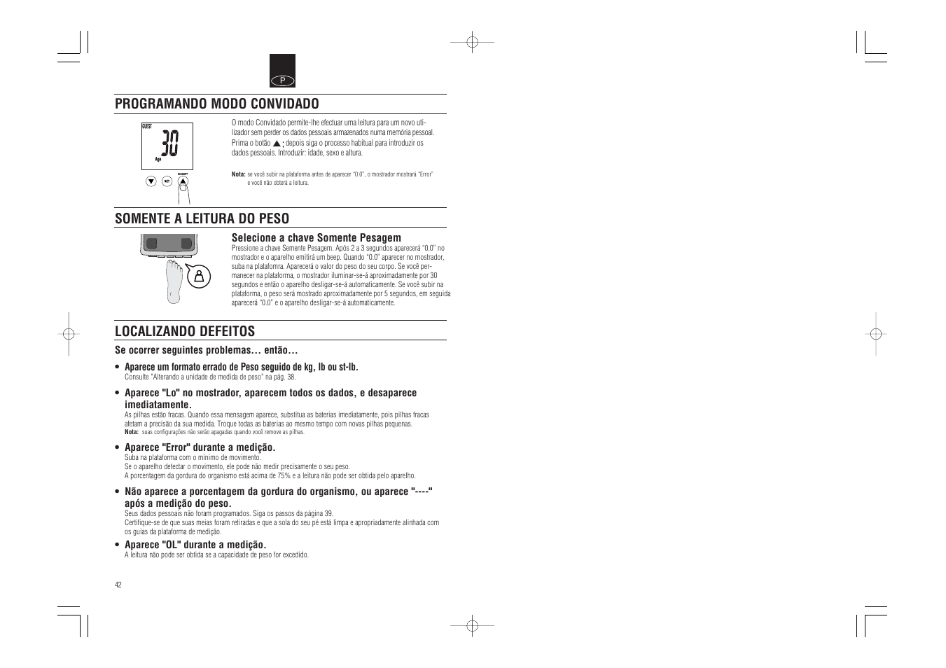 Localizando defeitos | Tanita BC-541 User Manual | Page 23 / 23