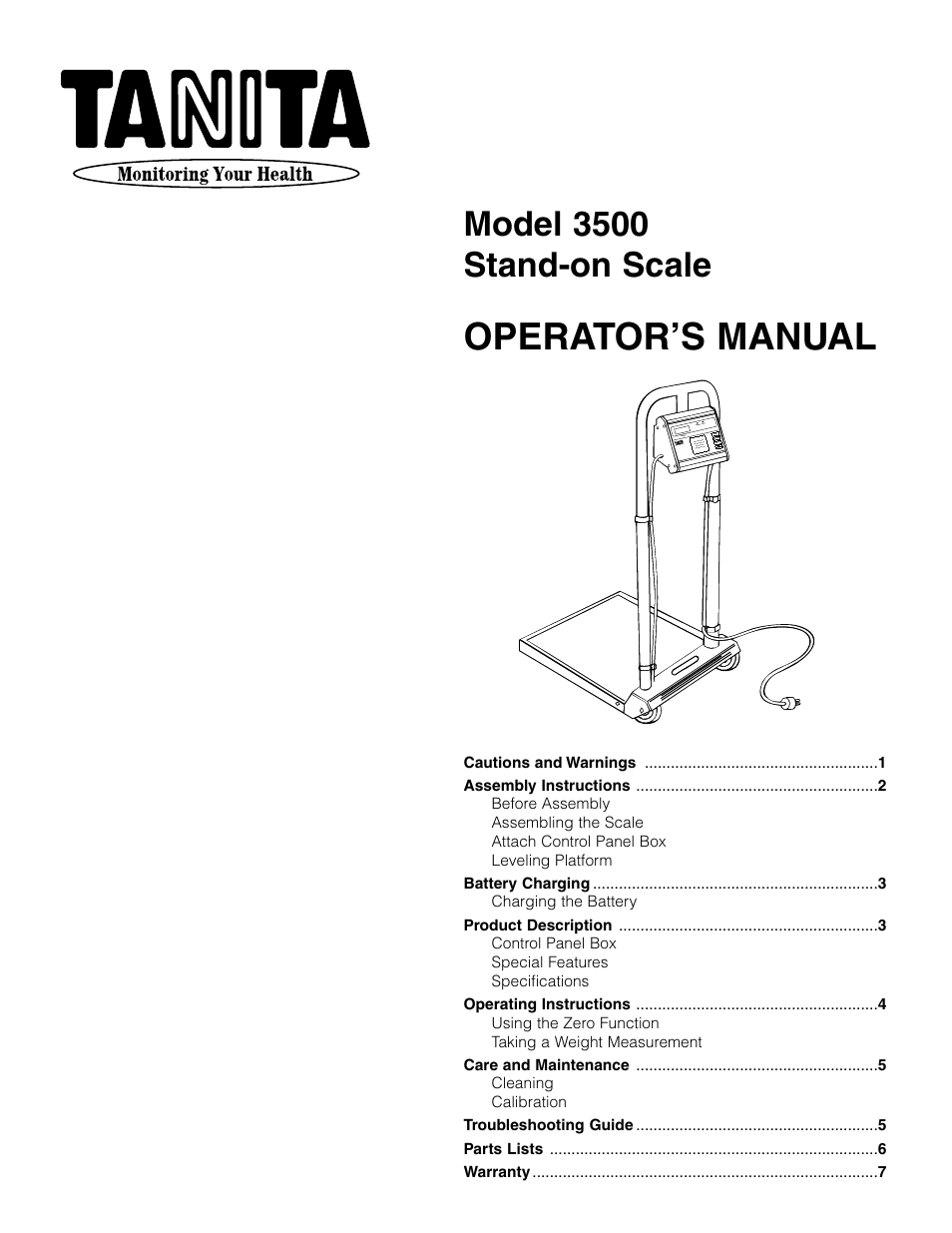 Tanita 3500 User Manual | 8 pages