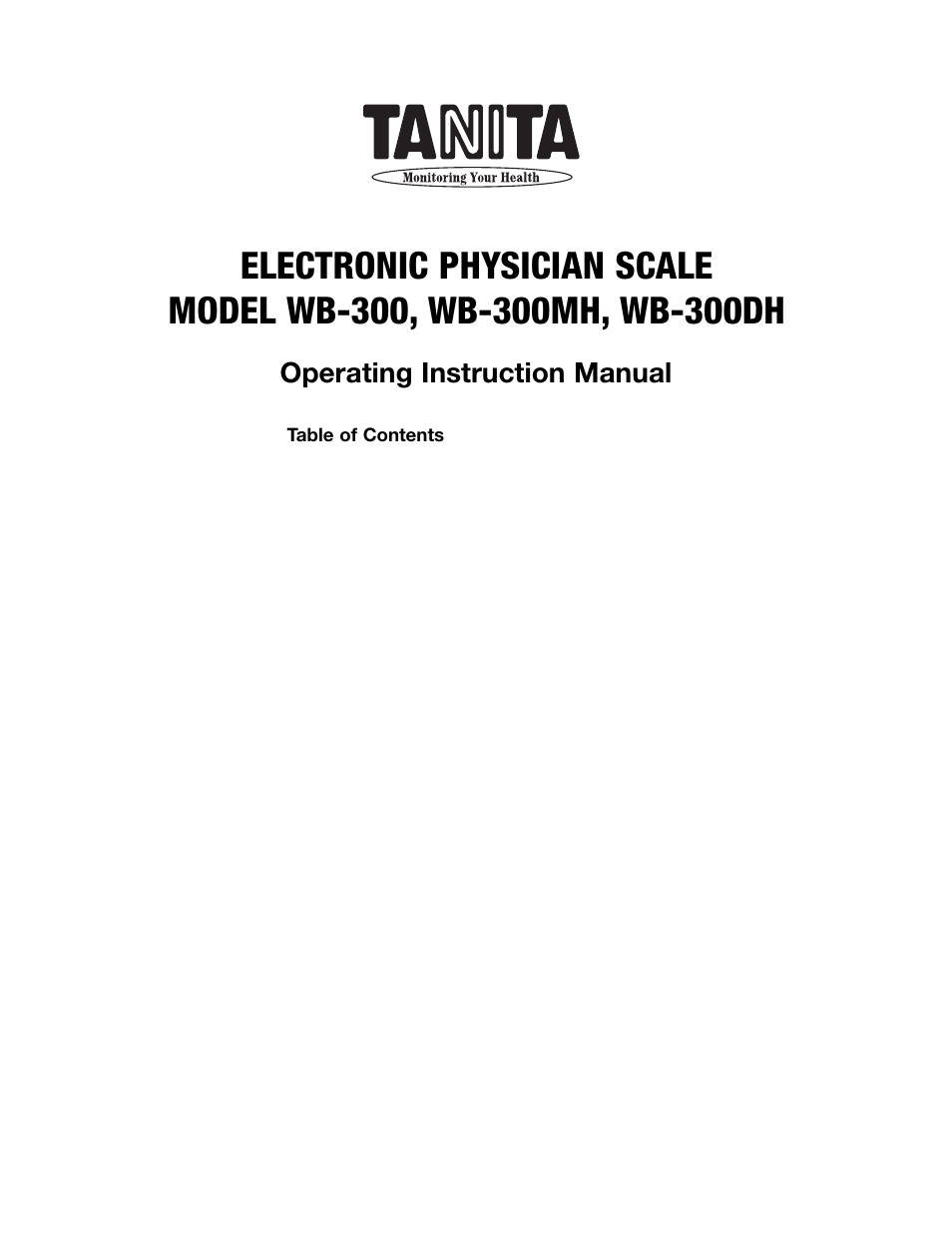 Tanita WB-300 User Manual | 14 pages