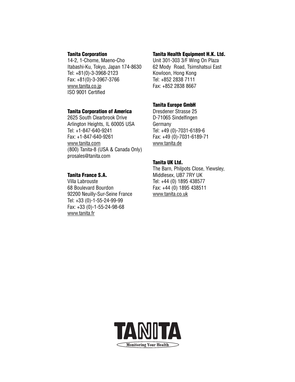 Tanita WB-300 User Manual | Page 14 / 14