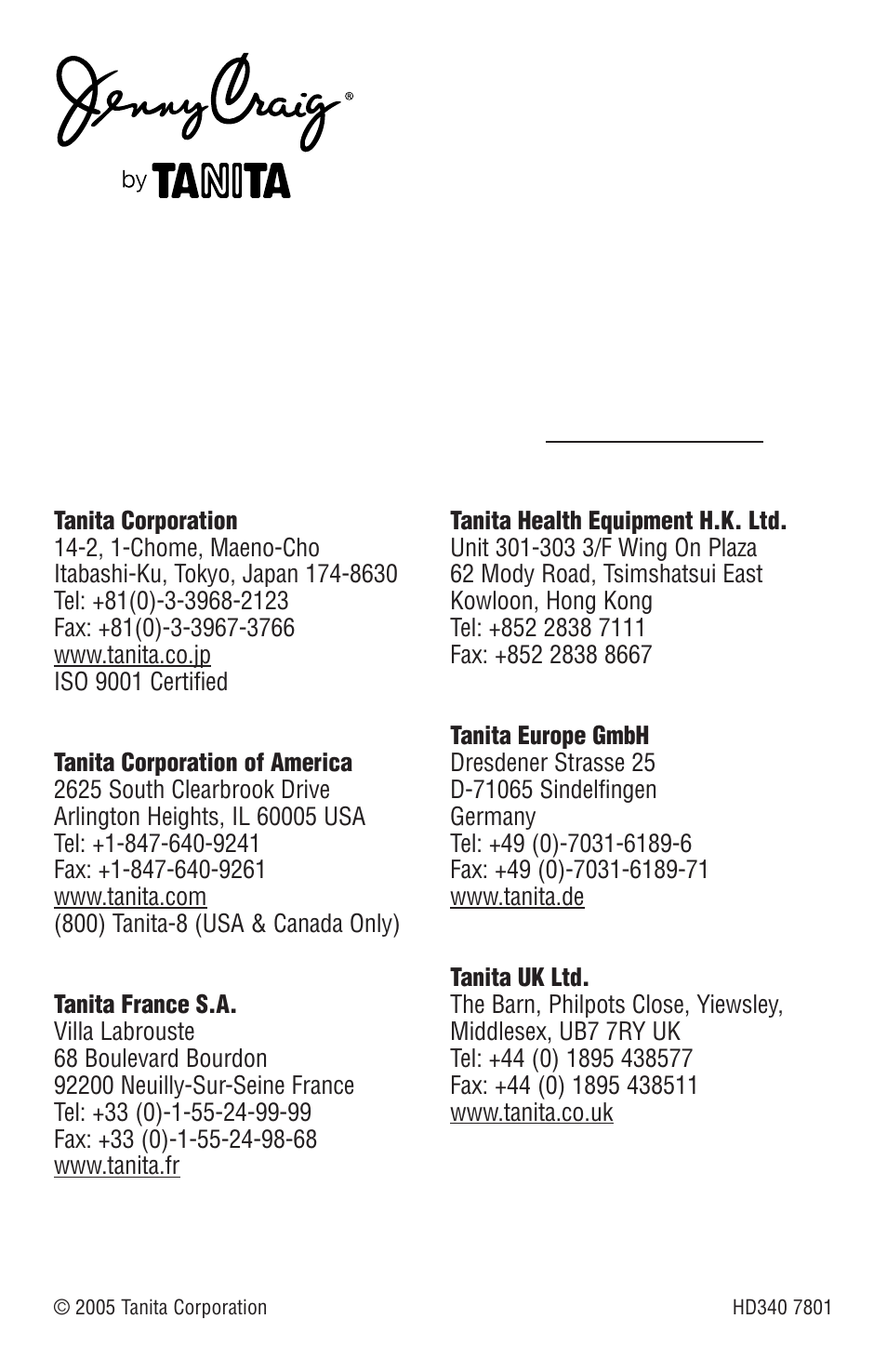 Tanita HD-340 User Manual | Page 12 / 12