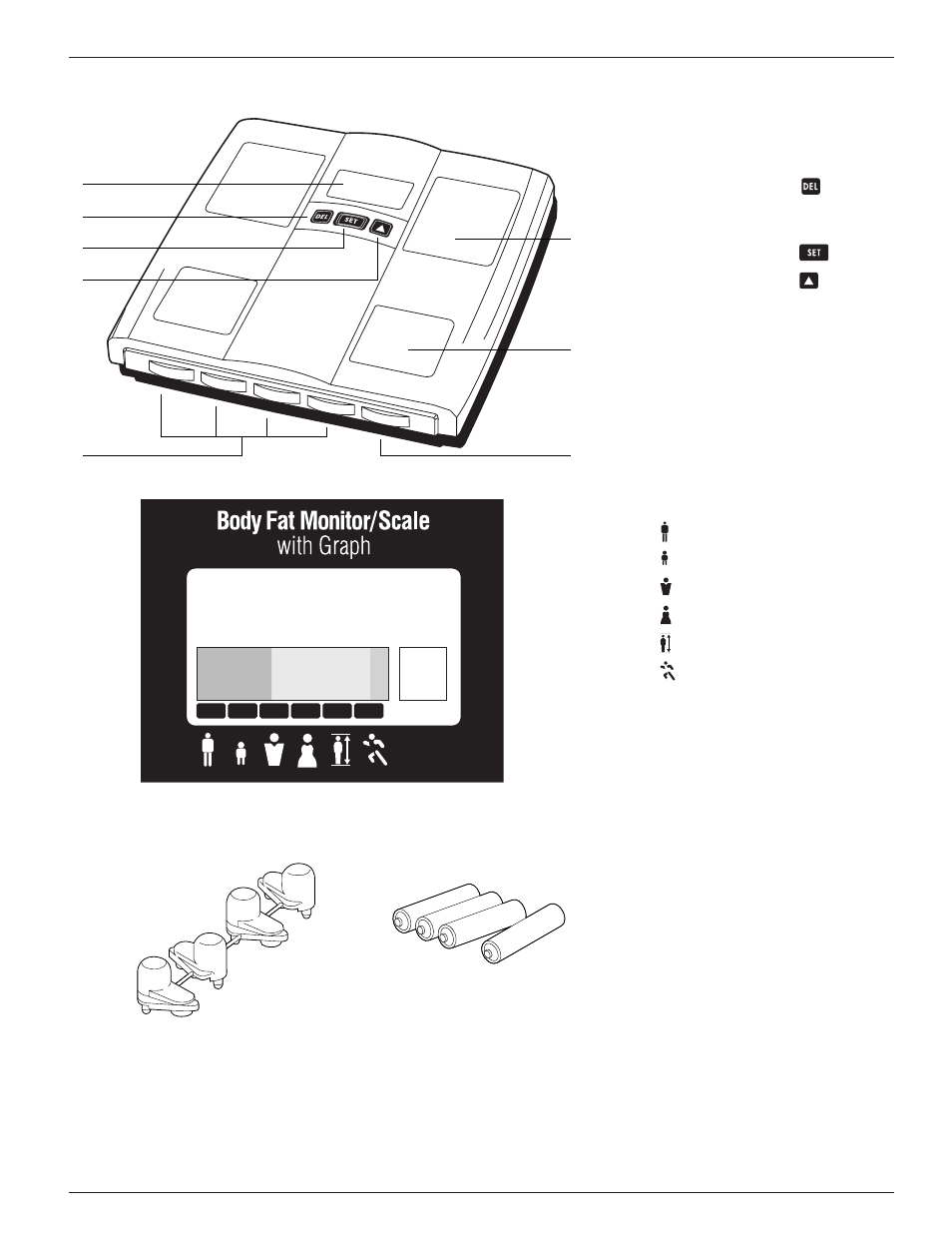 Features and functions, Measuring platform, Accessories | Printed material | Tanita BF-572 User Manual | Page 5 / 13