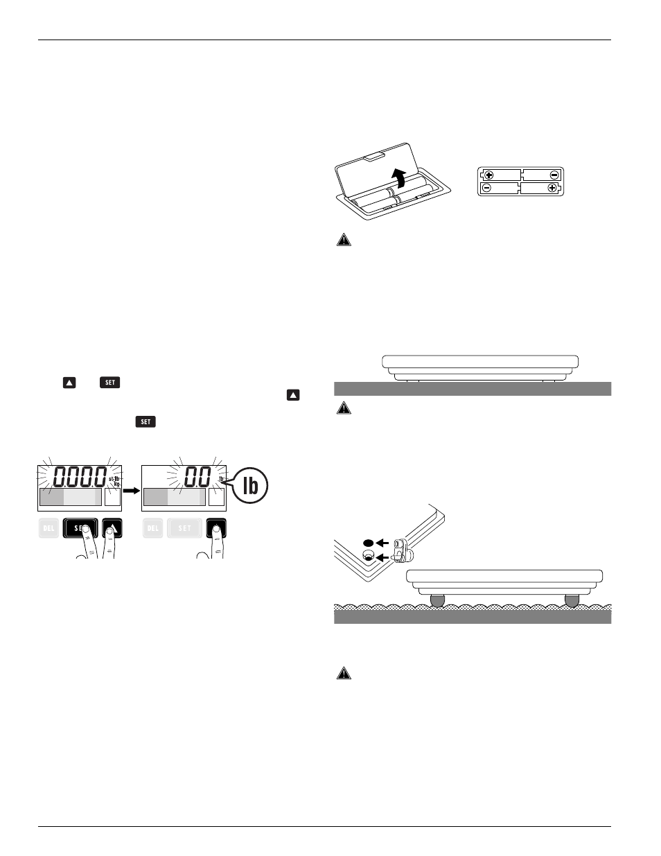 Important features of the bf-572, Preparations before use, Selecting the weight mode (lb, kg or st-lb) | Automatic shut-down function, Inserting the batteries, Positioning the unit, Attaching the support feet | Tanita BF-572 User Manual | Page 6 / 13