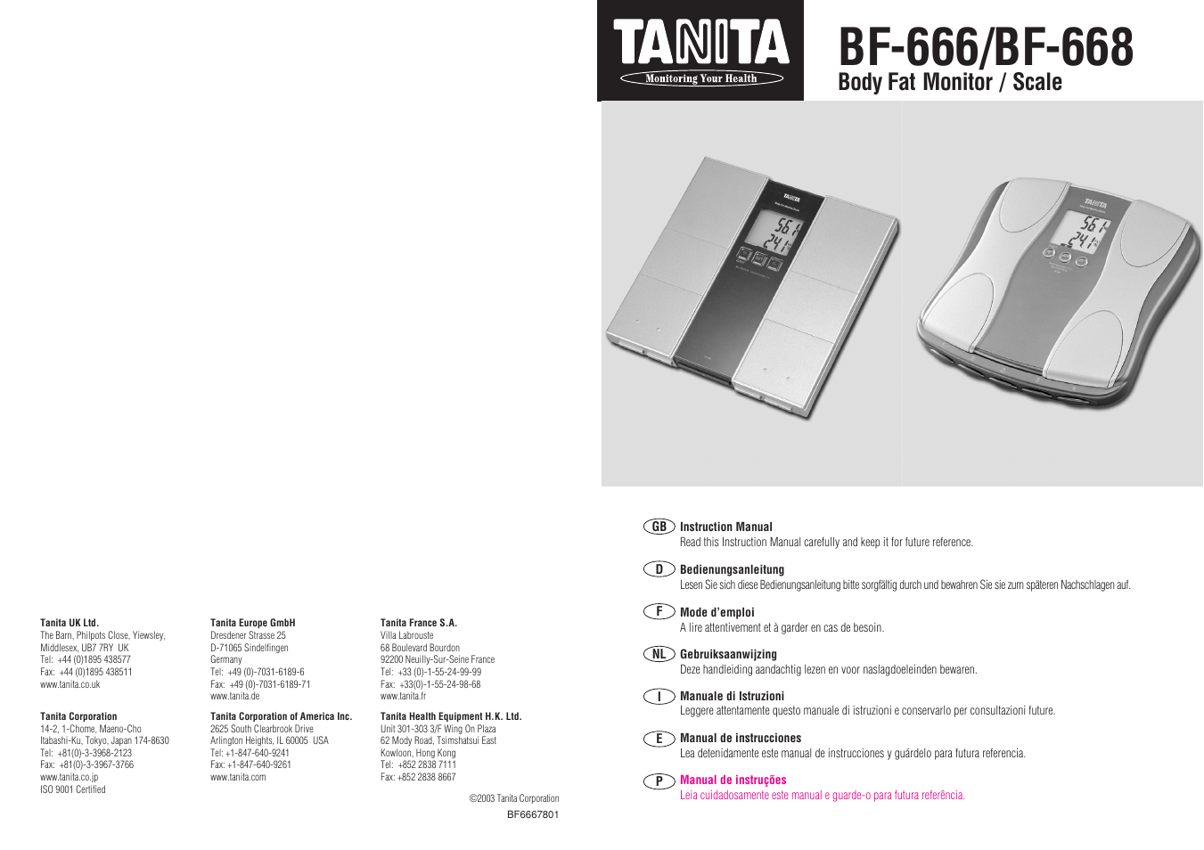 Tanita BF-666 User Manual | 30 pages