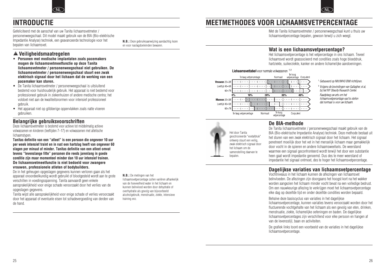 Meetmethodes voor lichaamsvetpercentage, Introductie | Tanita BF-666 User Manual | Page 15 / 30
