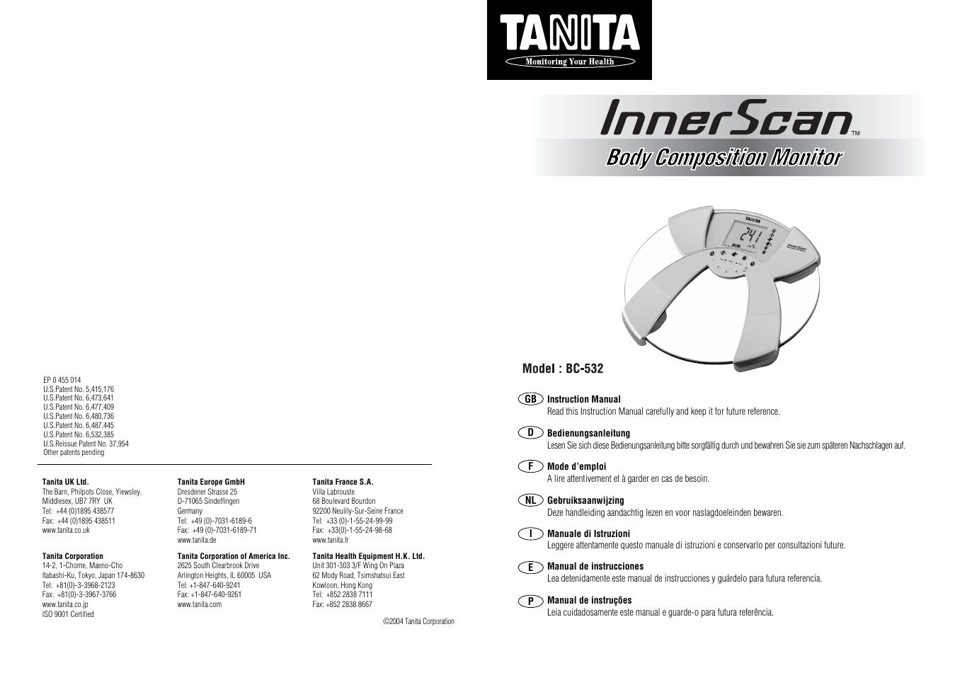 Tanita INNER SCAN BC-532 User Manual | 5 pages