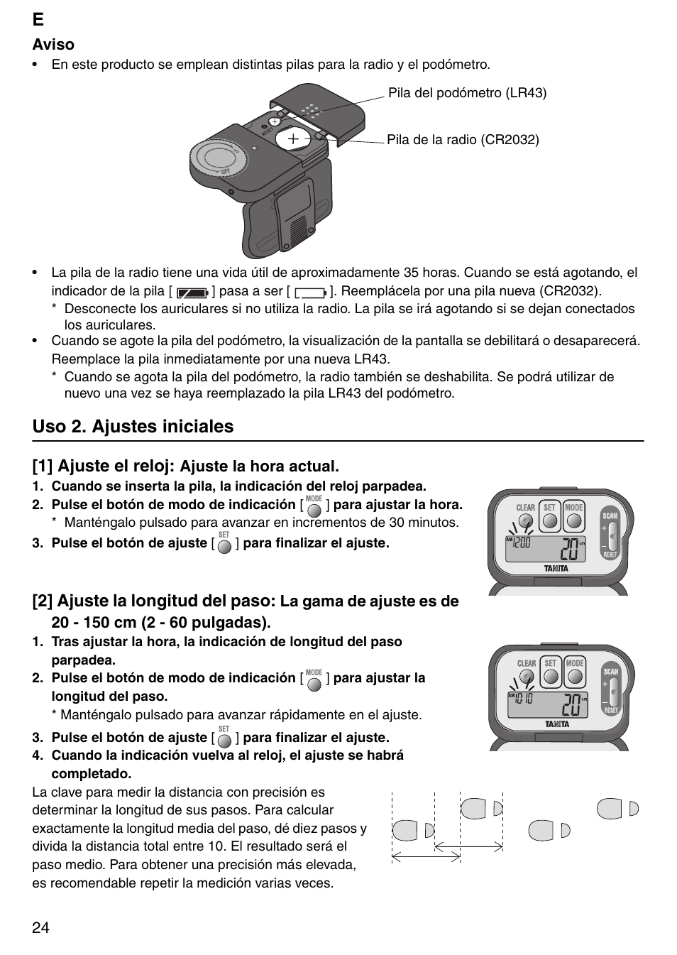 Uso 2. ajustes iniciales | Tanita PD640 User Manual | Page 24 / 60