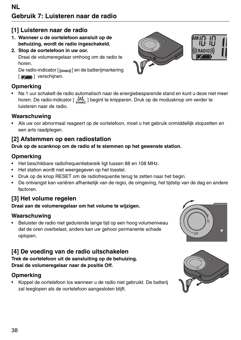 Gebruik 7: luisteren naar de radio | Tanita PD640 User Manual | Page 38 / 60