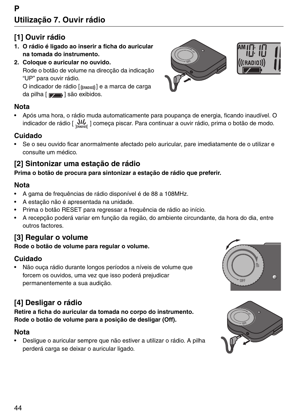 Putilização 7. ouvir rádio | Tanita PD640 User Manual | Page 44 / 60