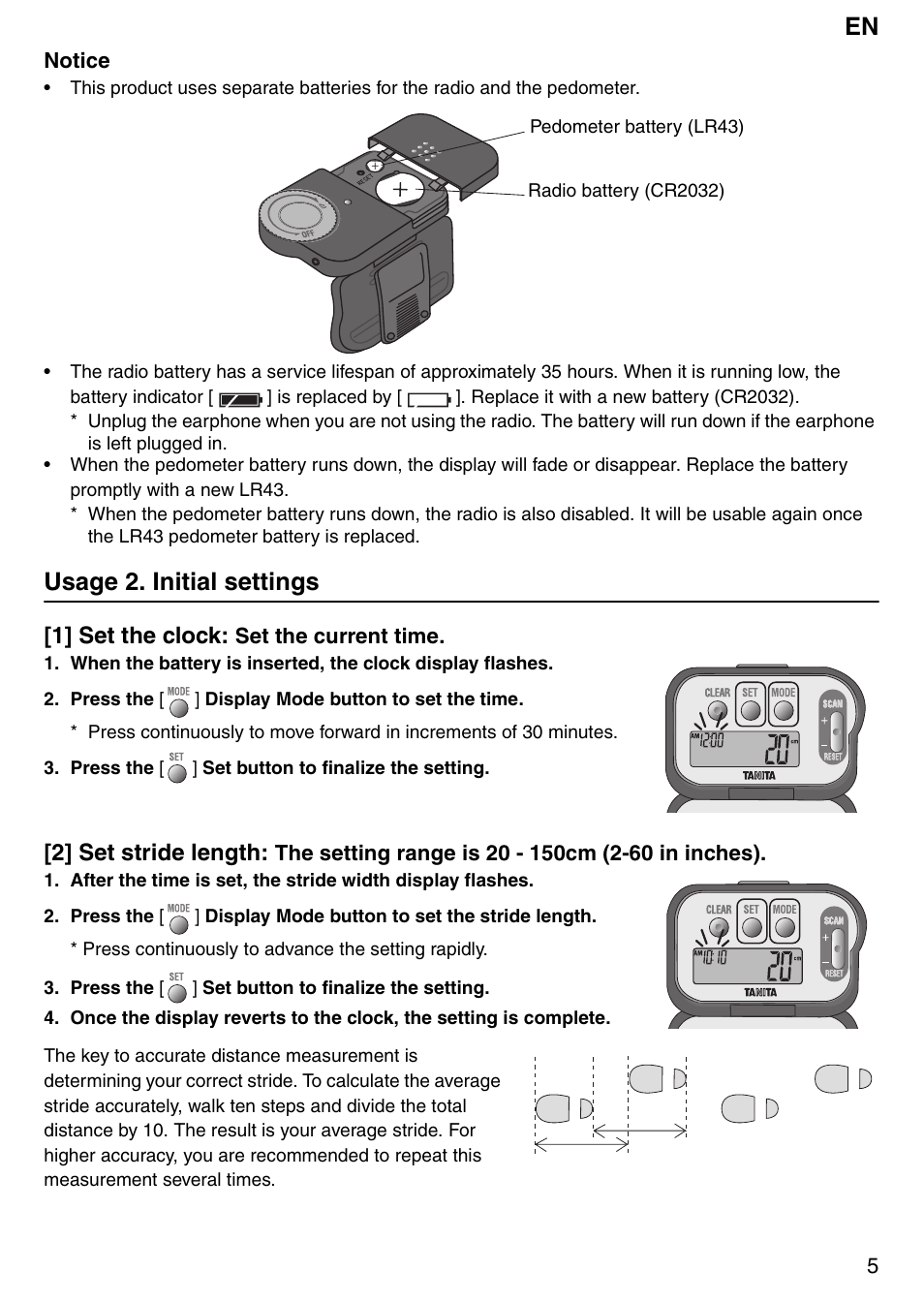 Usage 2. initial settings | Tanita PD640 User Manual | Page 5 / 60