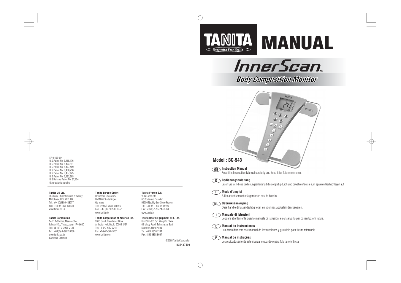 Tanita BC-543 User Manual | 23 pages