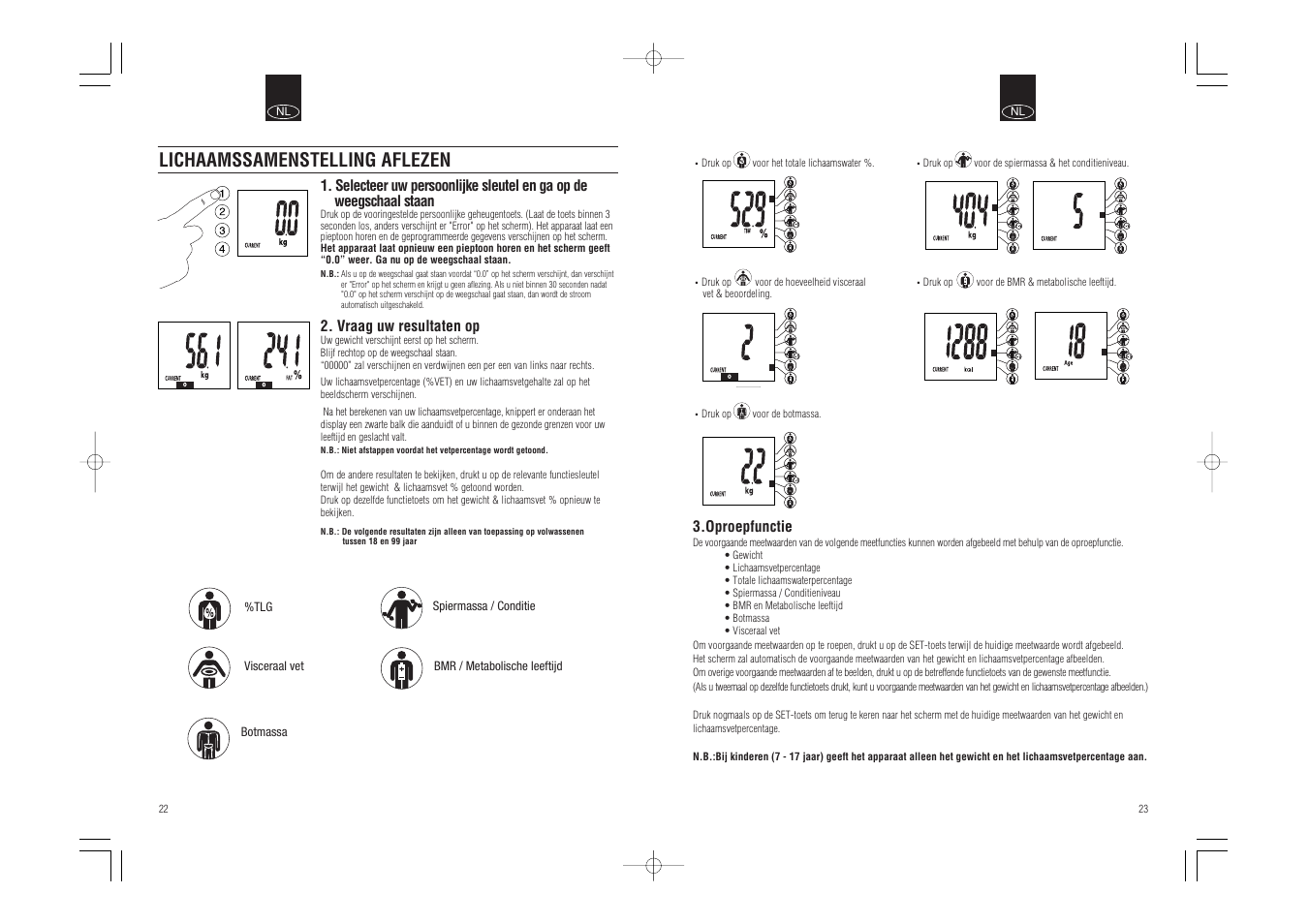 Lichaamssamenstelling aflezen | Tanita BC-543 User Manual | Page 13 / 23