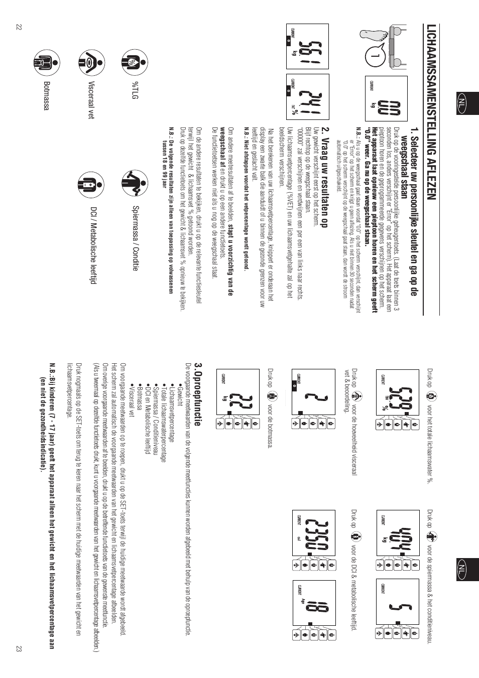 Lichaamssamenstelling aflezen, V raag uw resultaten op, Oproepfunctie | Tanita InnerScan BC-557 User Manual | Page 13 / 23